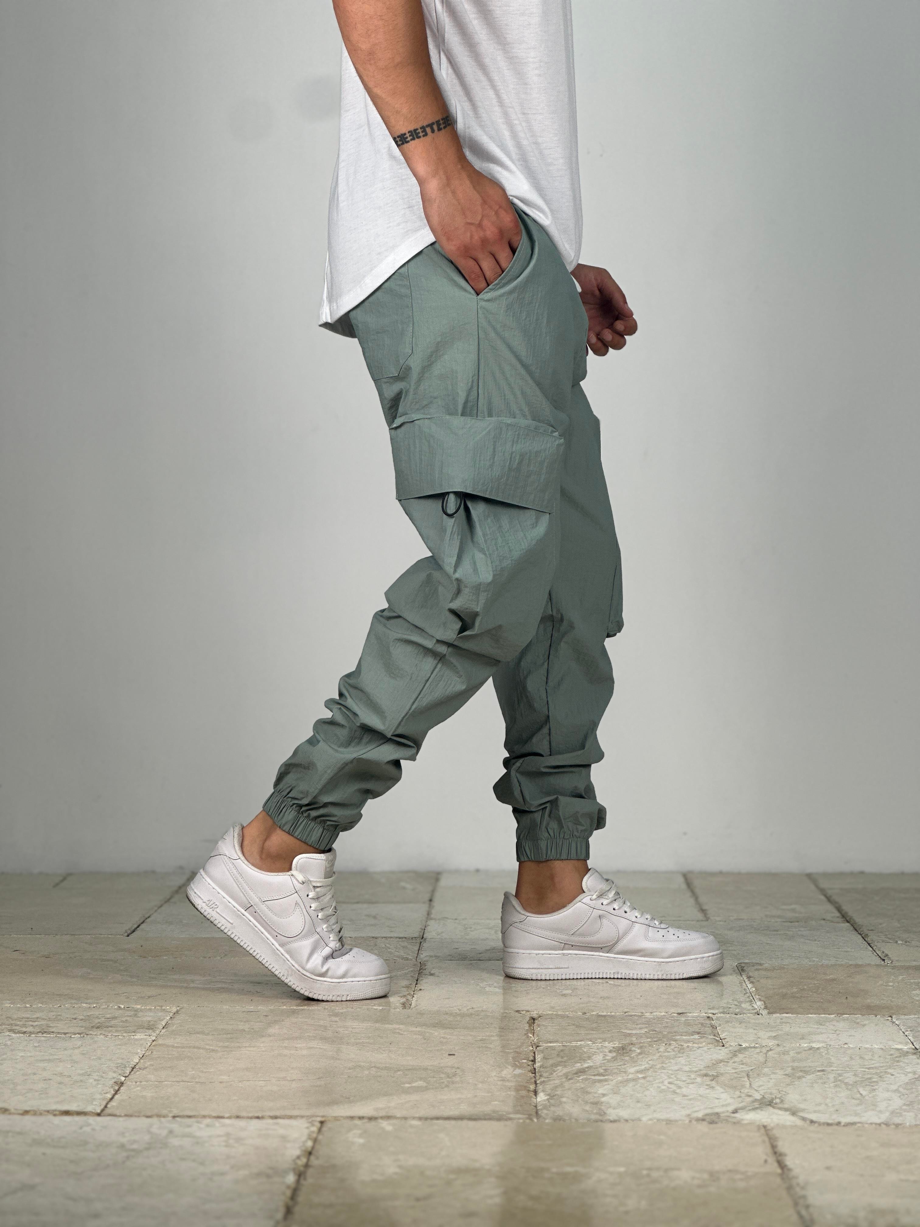 Premium Kalite Su Yeşili Paraşüt Kumaş Jogger