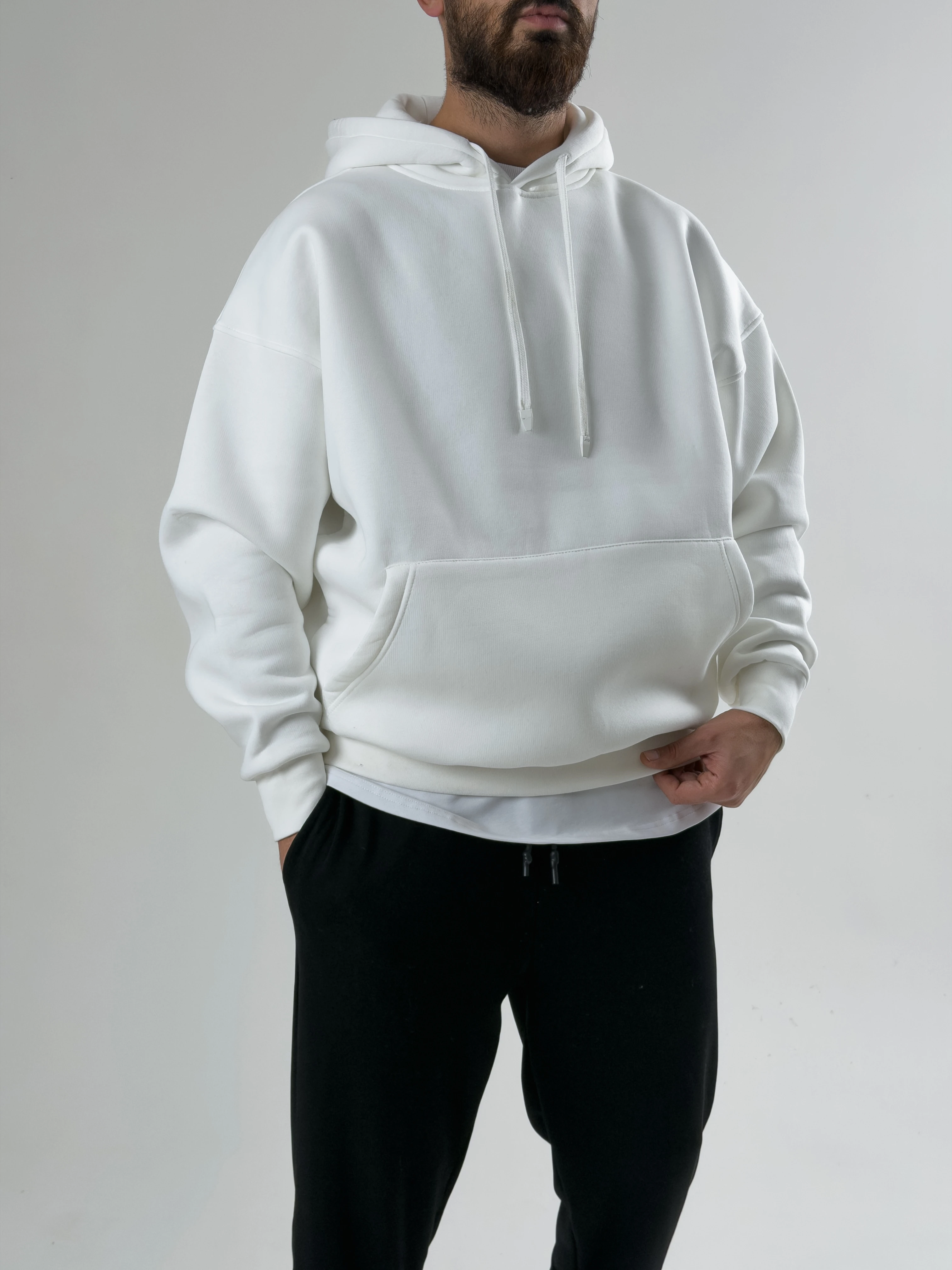 Erkek Şardonlu Ekru Hoodie COC2603