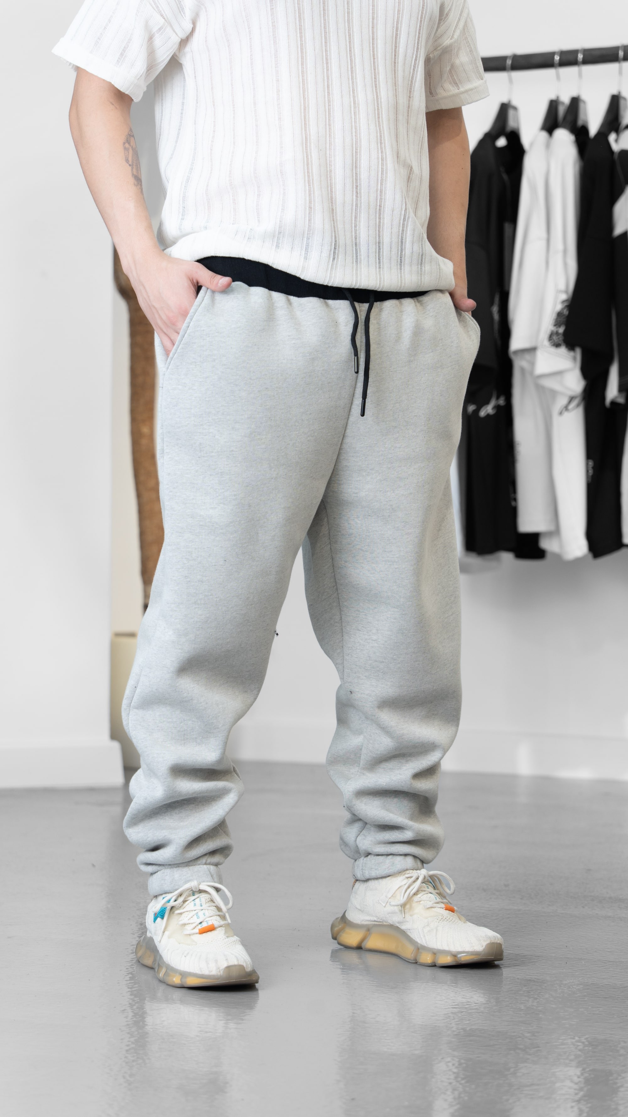 3 İplik Şardonlu Gri Jogger