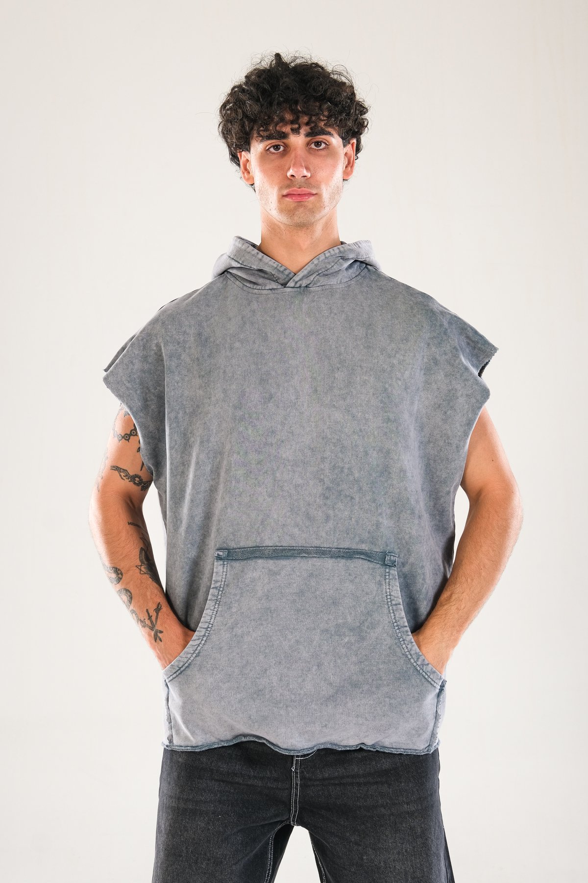 Premium Kapüşonlu Gri Sweat