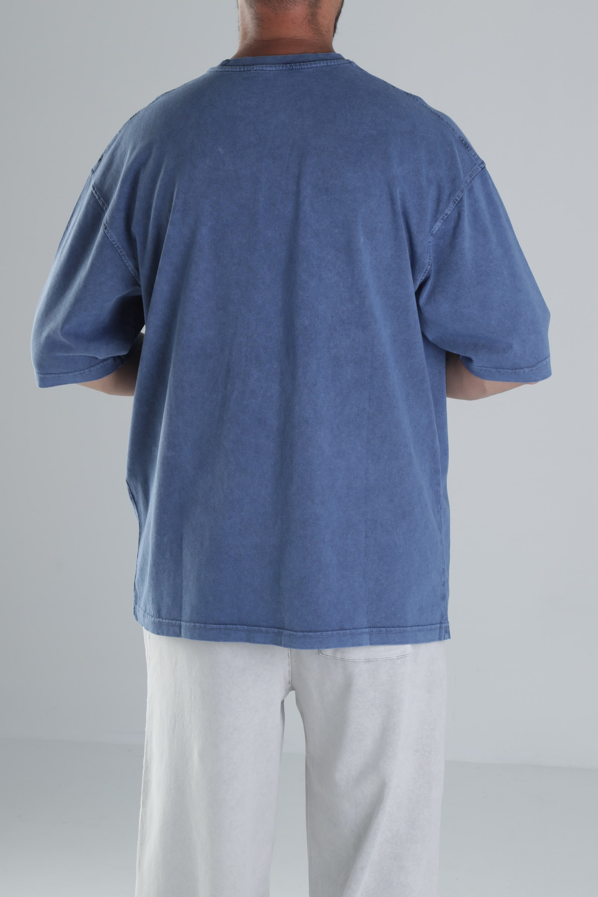Yıkamalı Mavi Oversize T-Shirt
