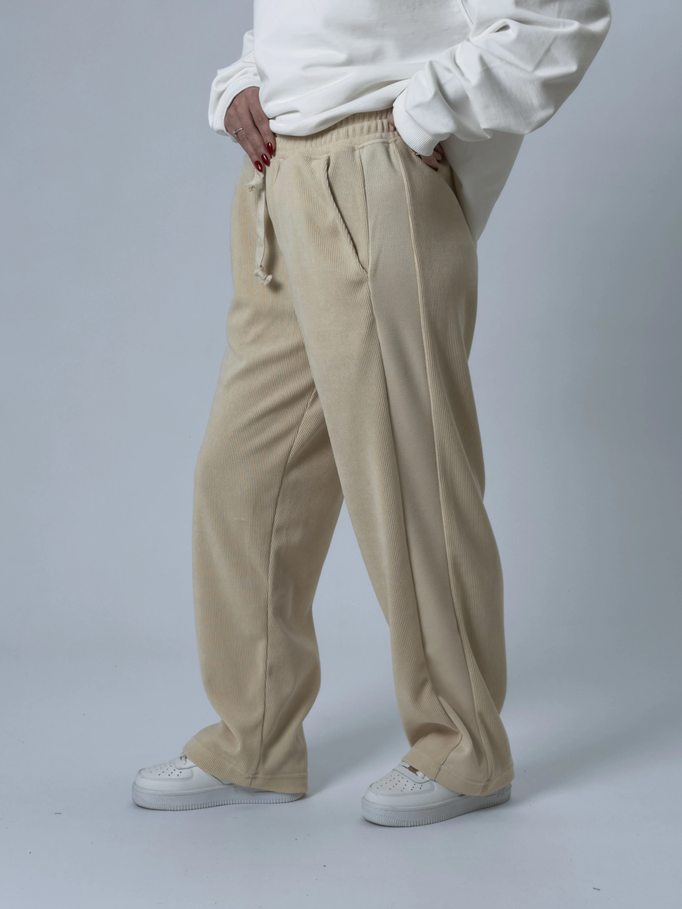 Oversize Bej Kadın Baggy Eşofman COC2530