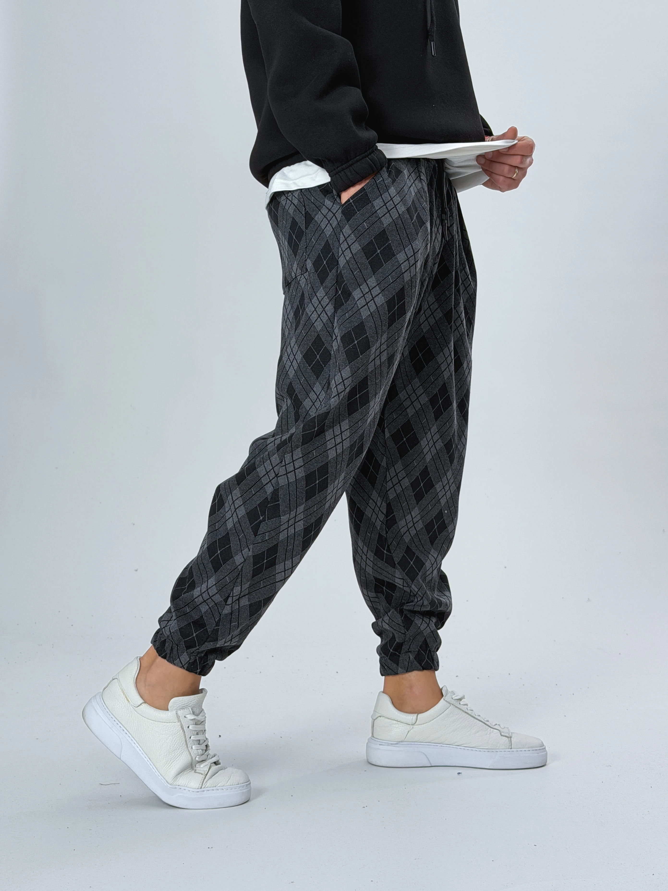 Erkek Desenli Pileli Yarım Şalvar COC2523