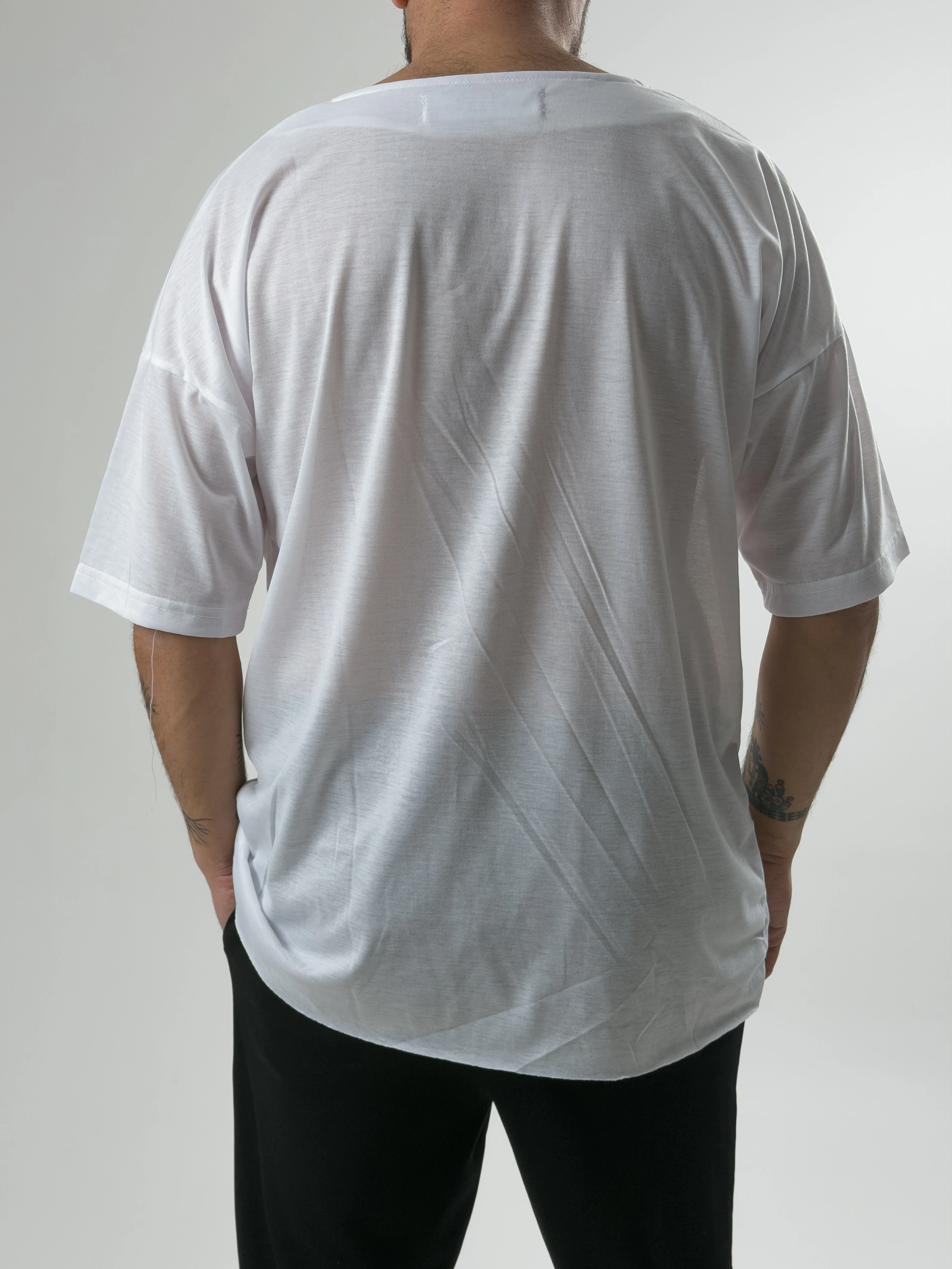 Asimetrik Erkek Beyaz T-Shirt COC2581