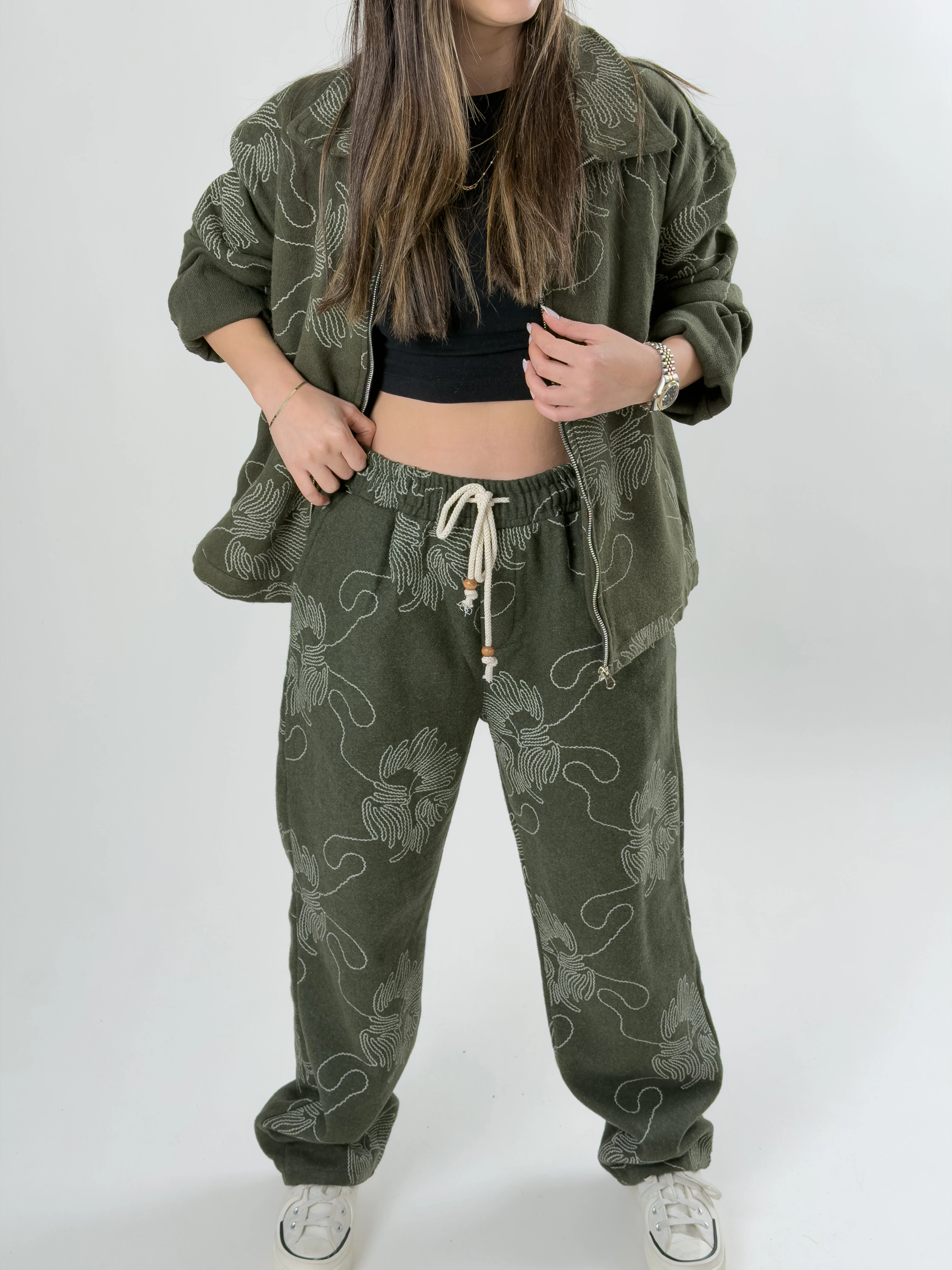 Nakış İşlemeli Kadın Yeşil Takım COC2642