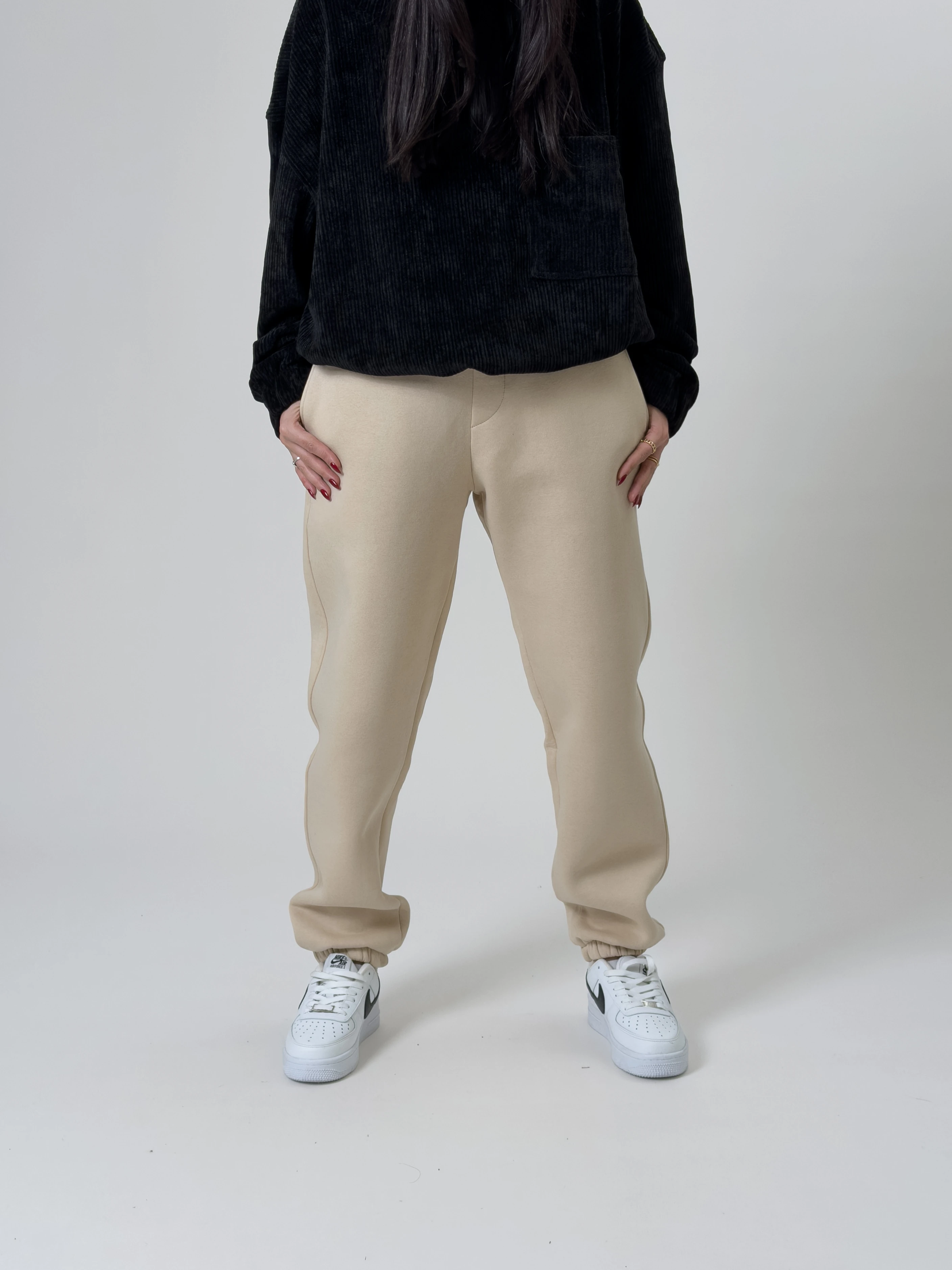 Şardonlu Bej Kadın Jogger Eşofman COC2536