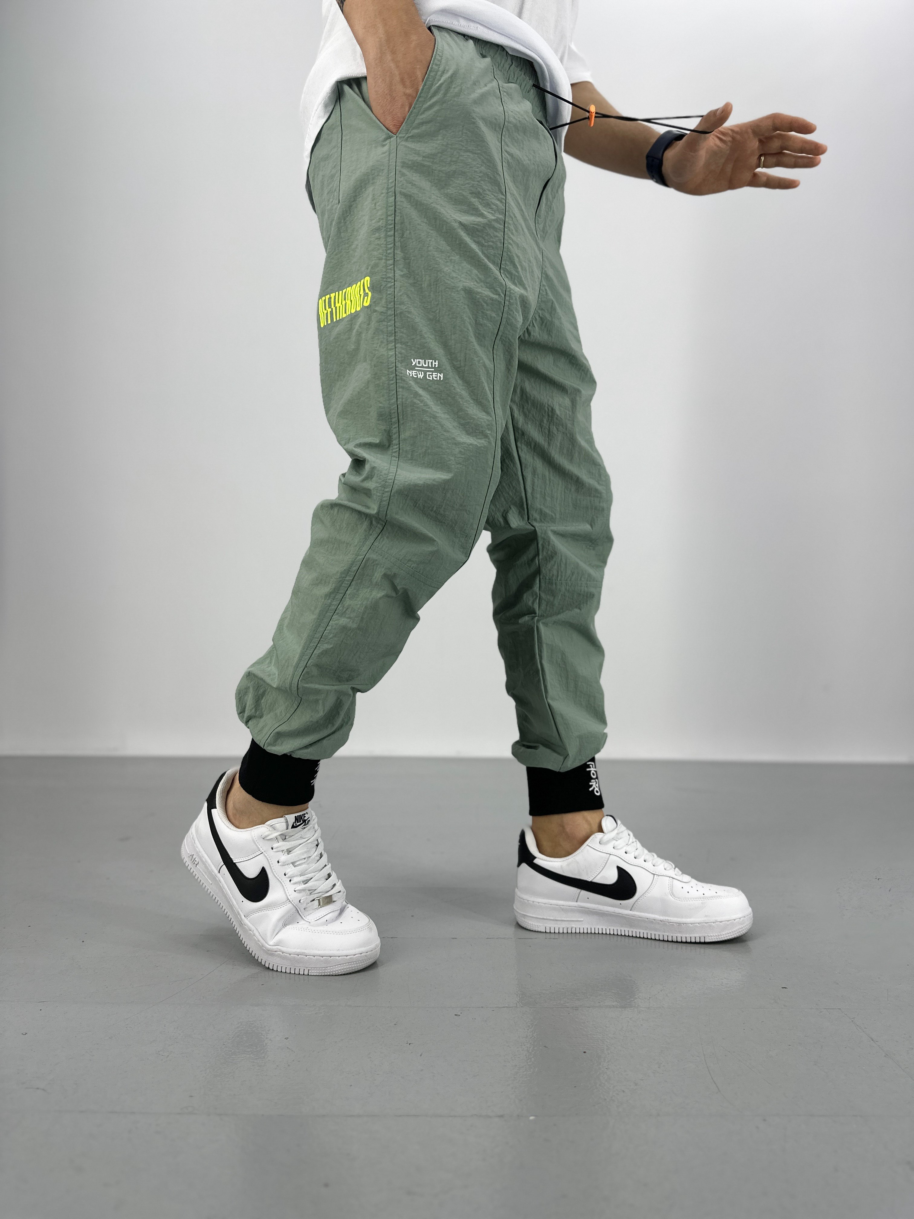 Premium Kalite Su Yeşili Paraşüt Kumaş Jogger