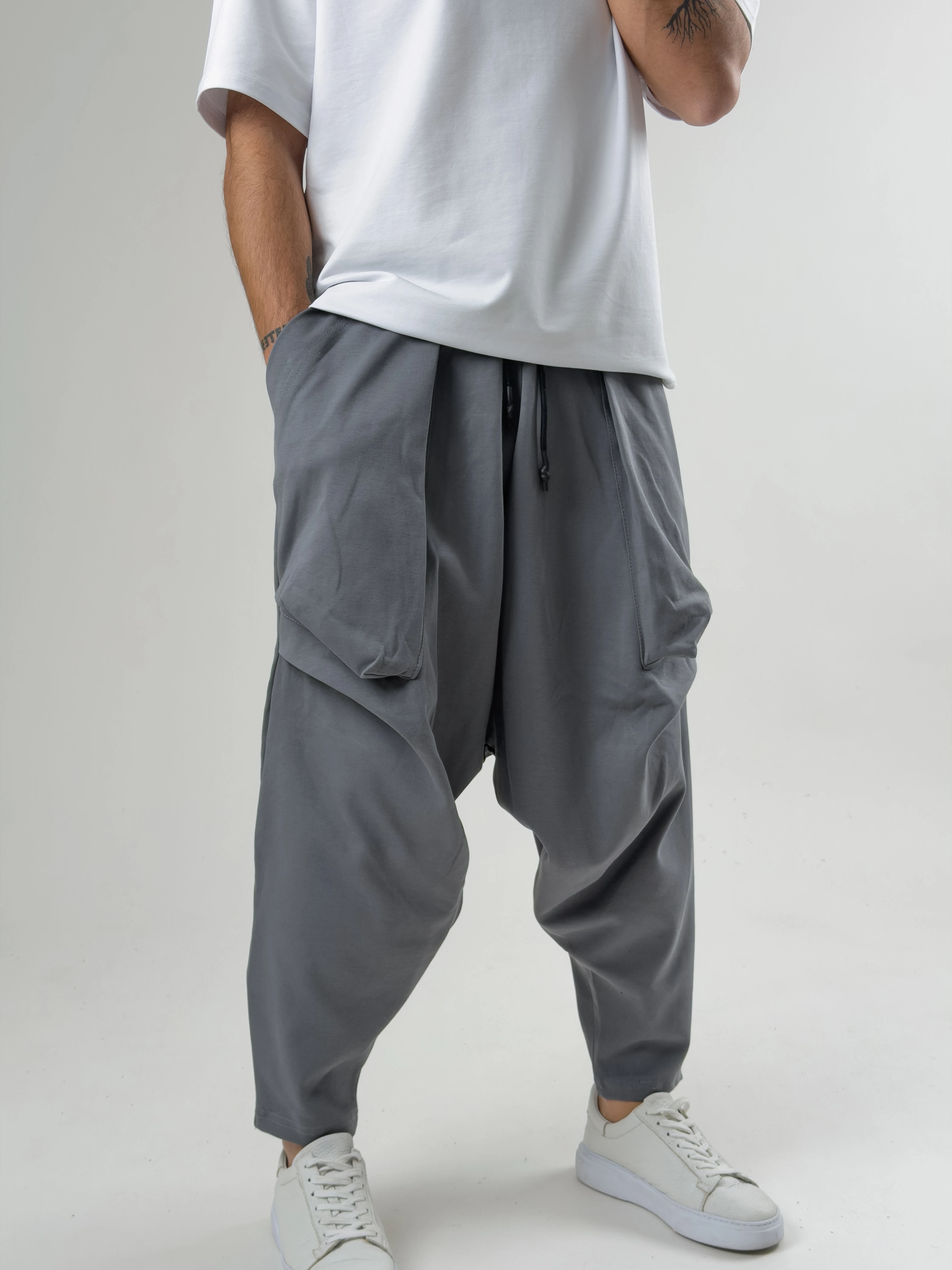 Erkek Gri Avangart Şalvar COC2589