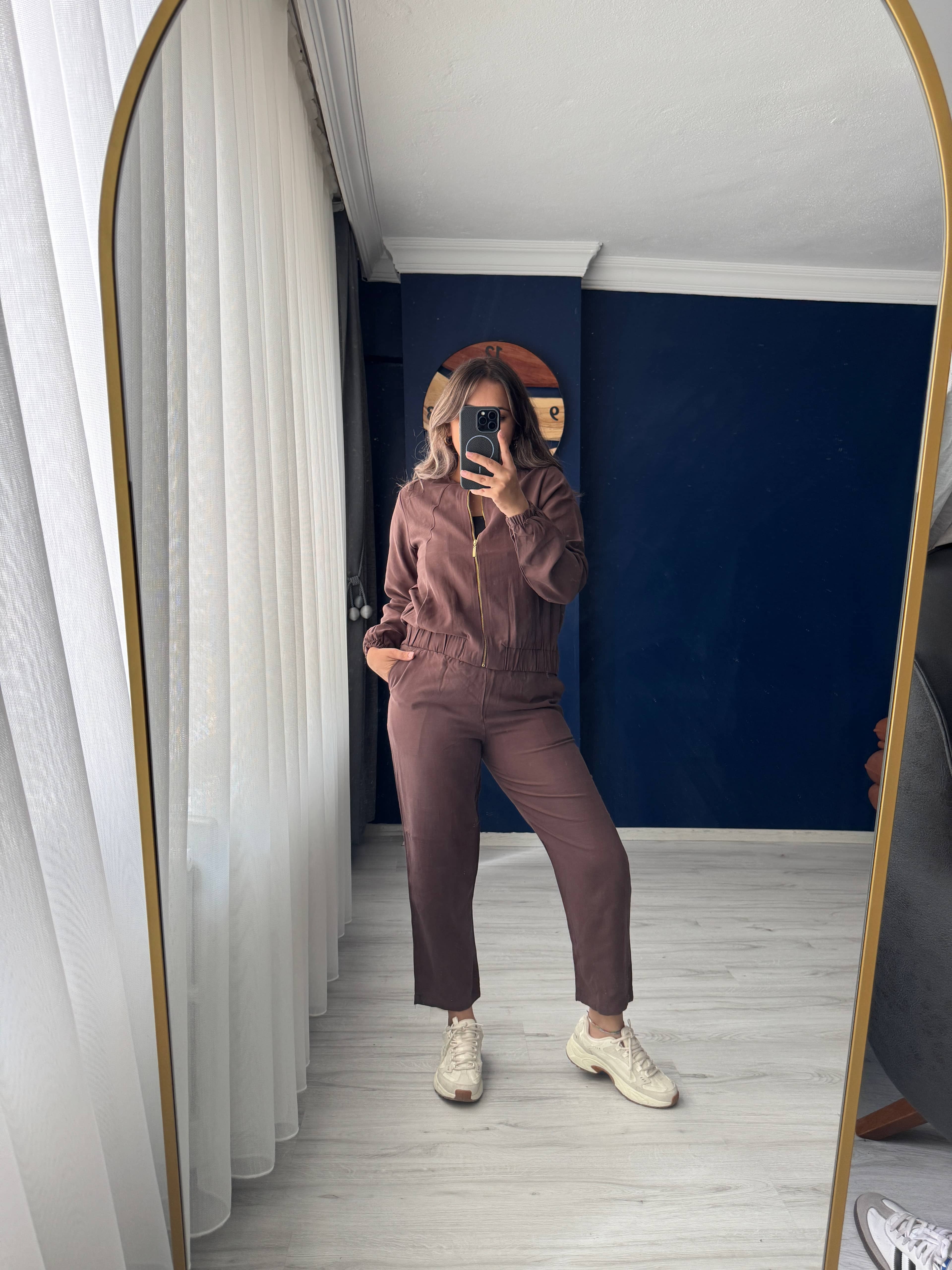 Kahverengi spor şık Takım