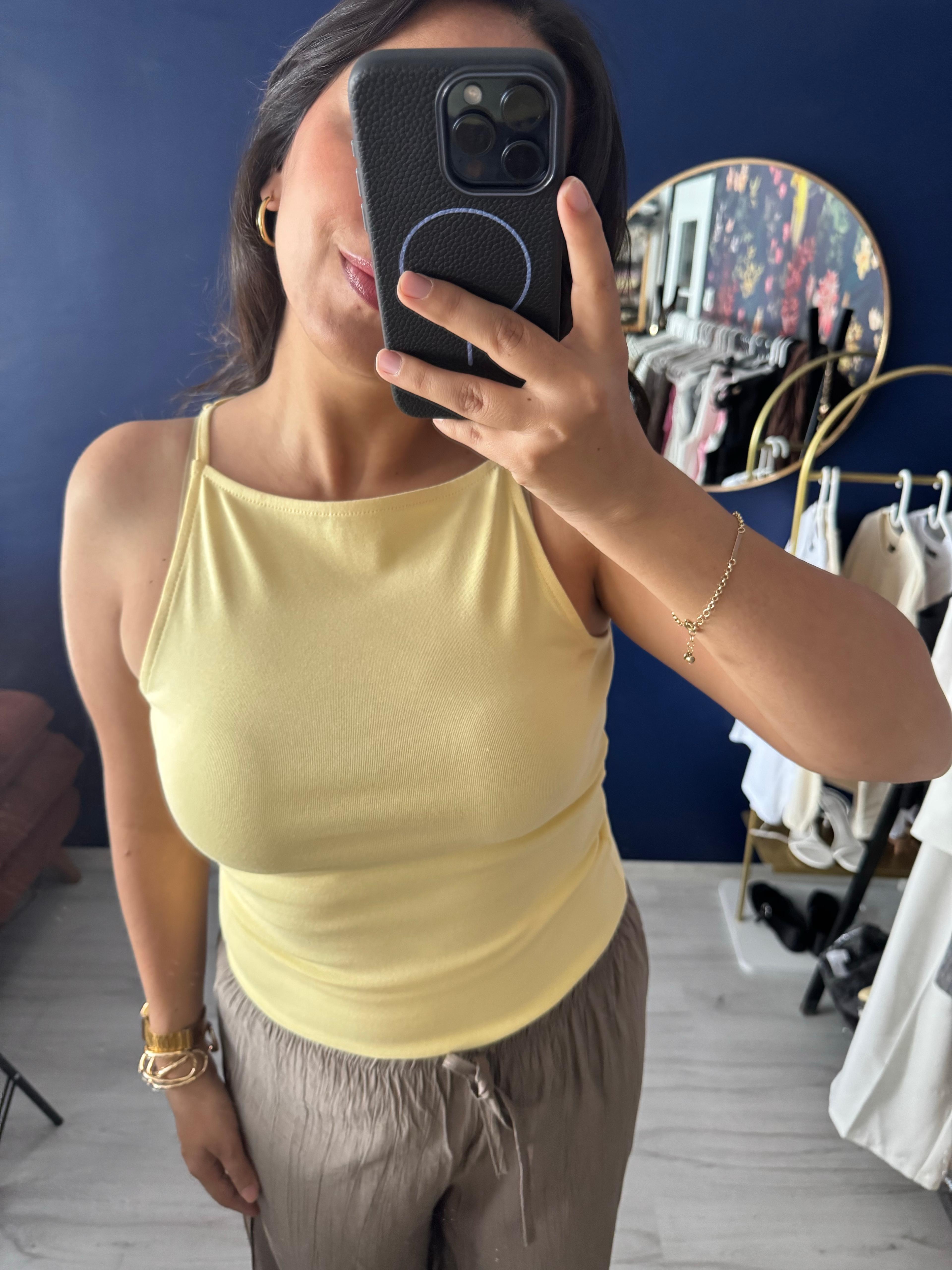 Bebe sarı halter yaka şık tok kumaş askılı