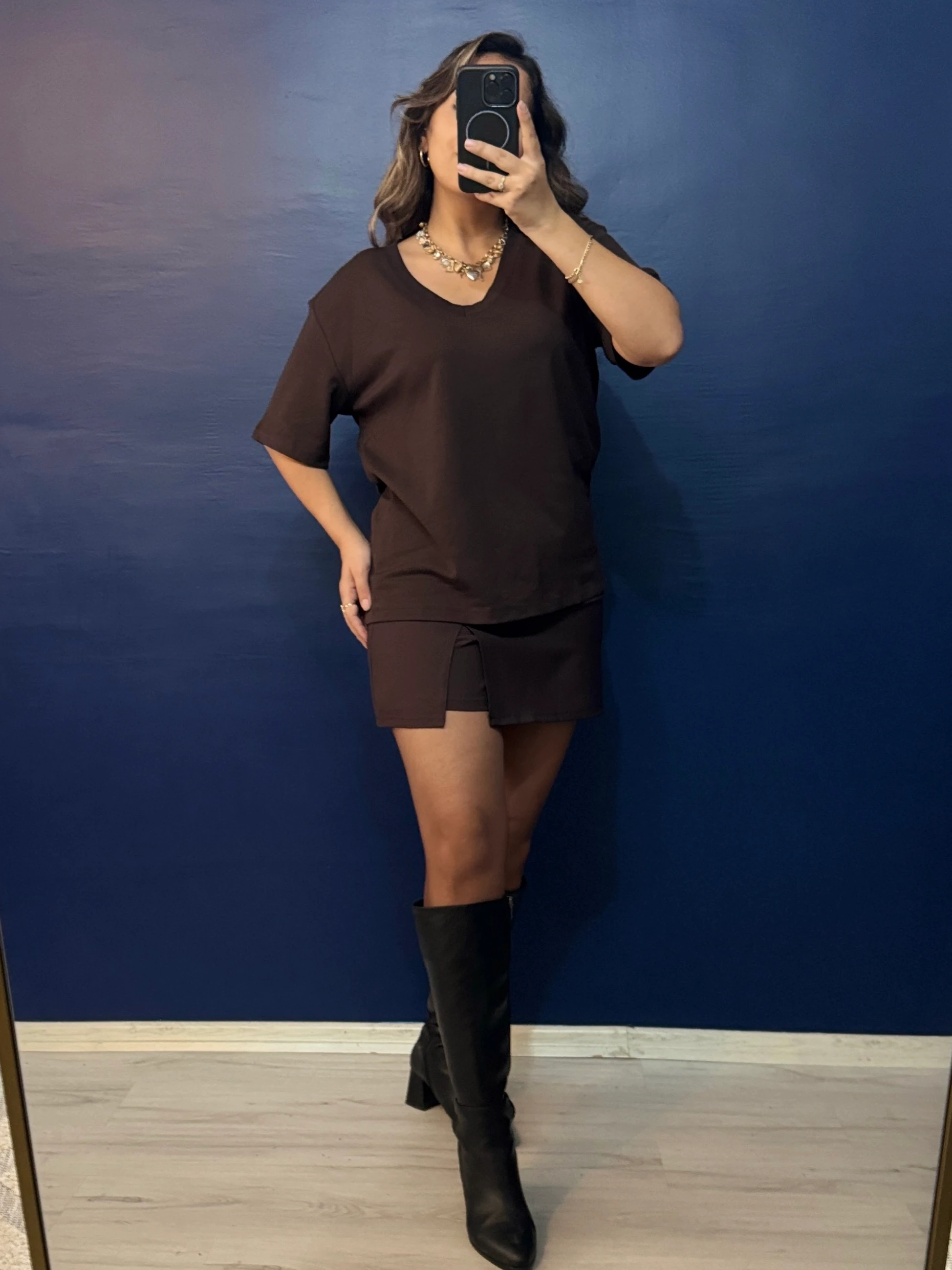 Kahve Mini Şort Etek