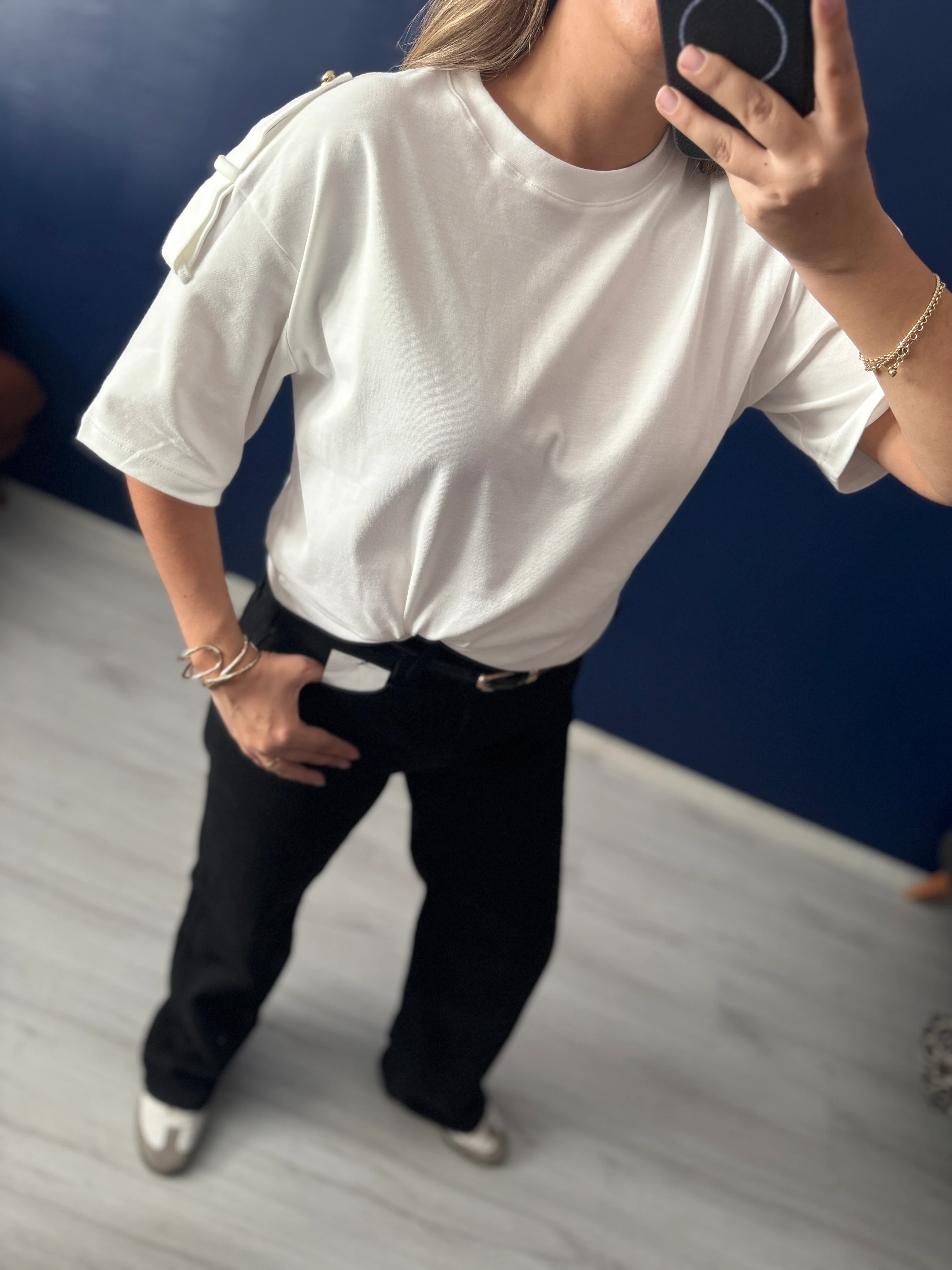 Gold Düğme Apoletli basic Tshırt 