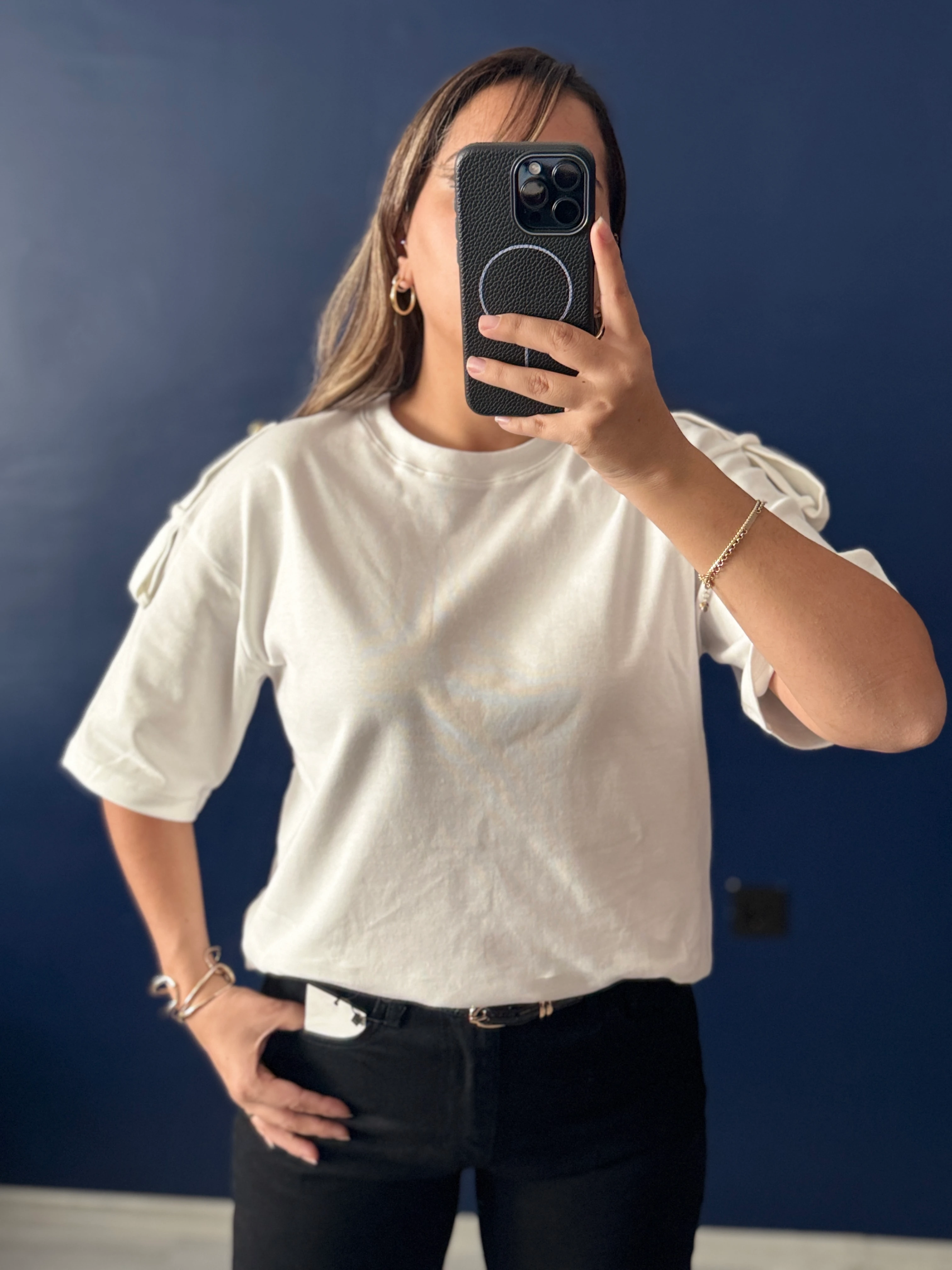 Gold Düğme Apoletli basic Tshırt 