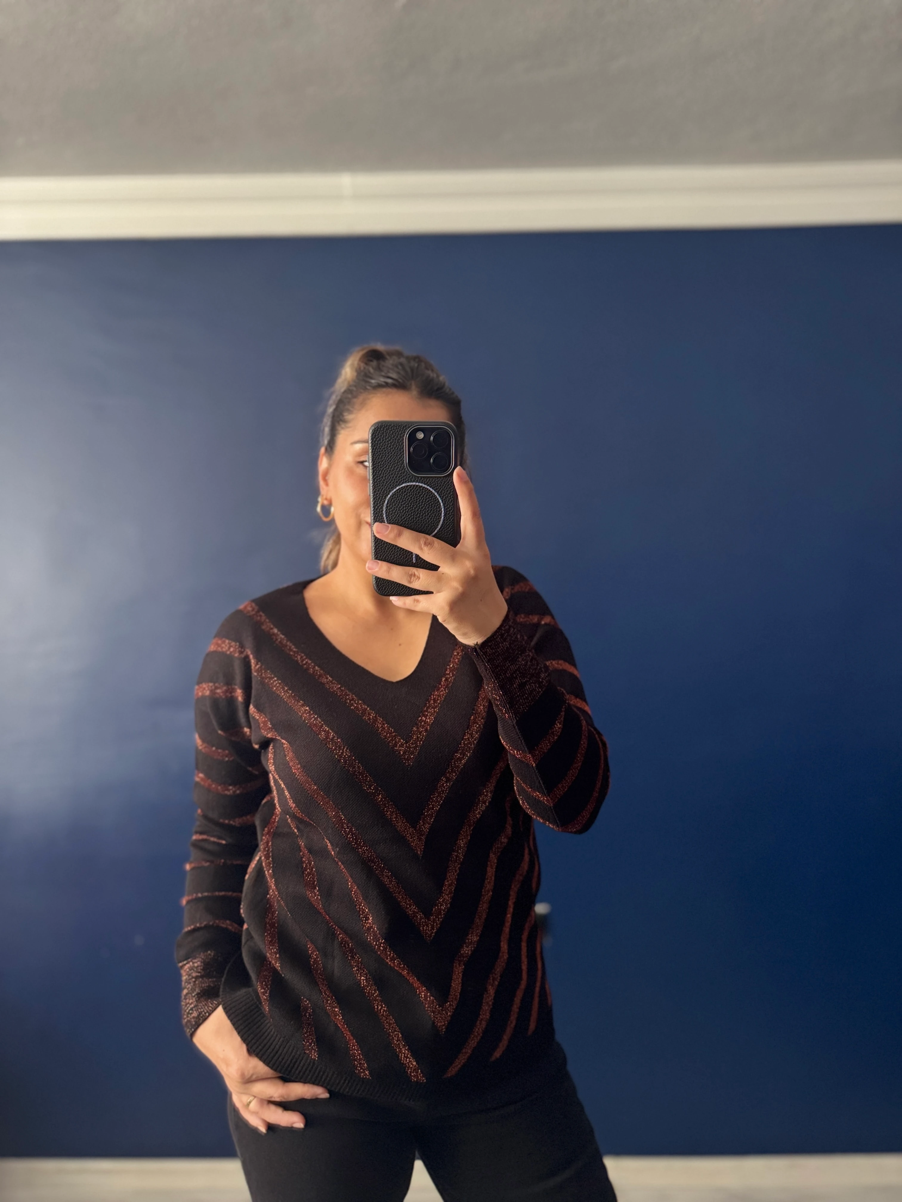 Bakır Renk Detaylı Triko