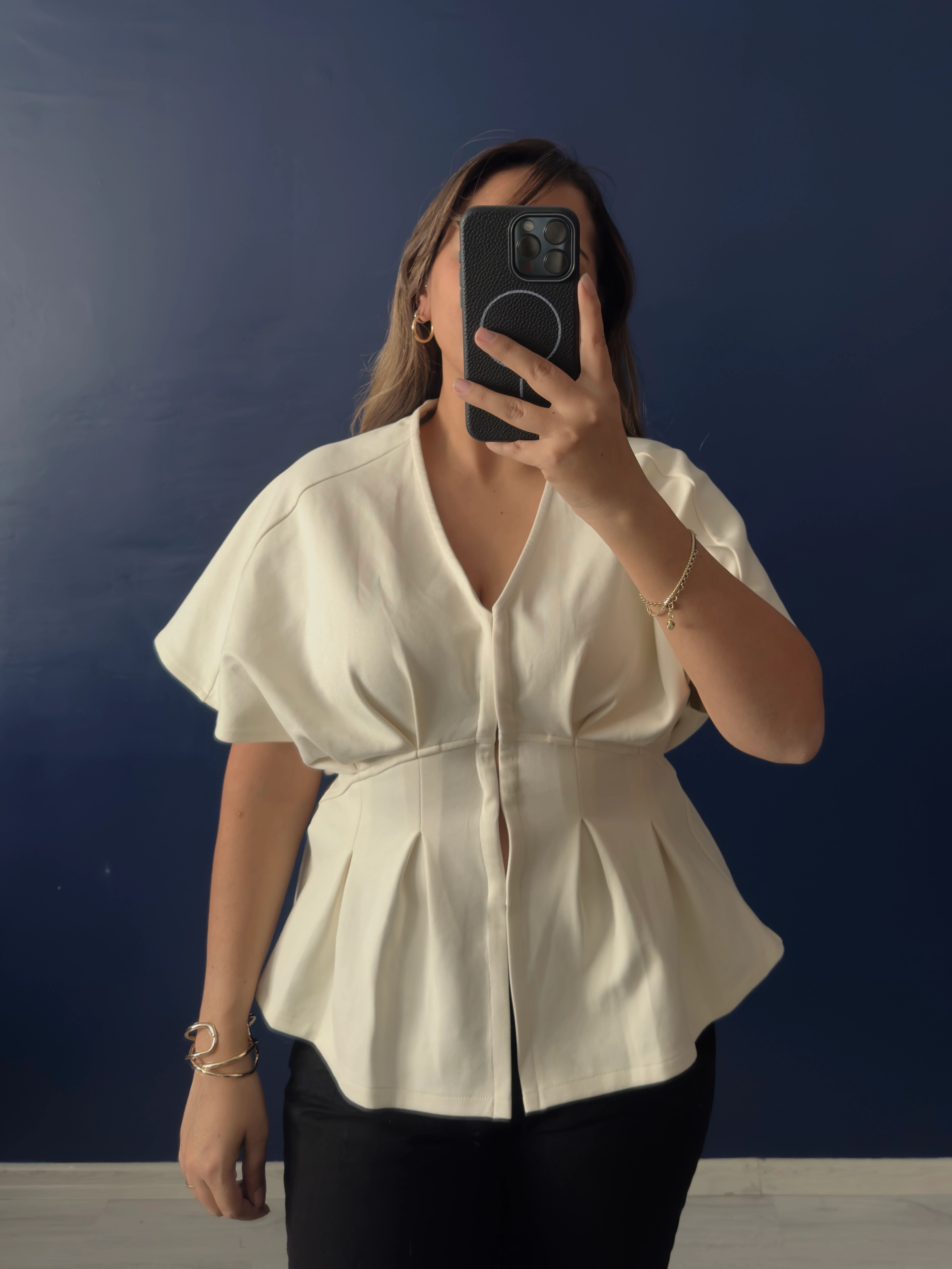 Korsajlı Agraf Kapama İthal Bluz 