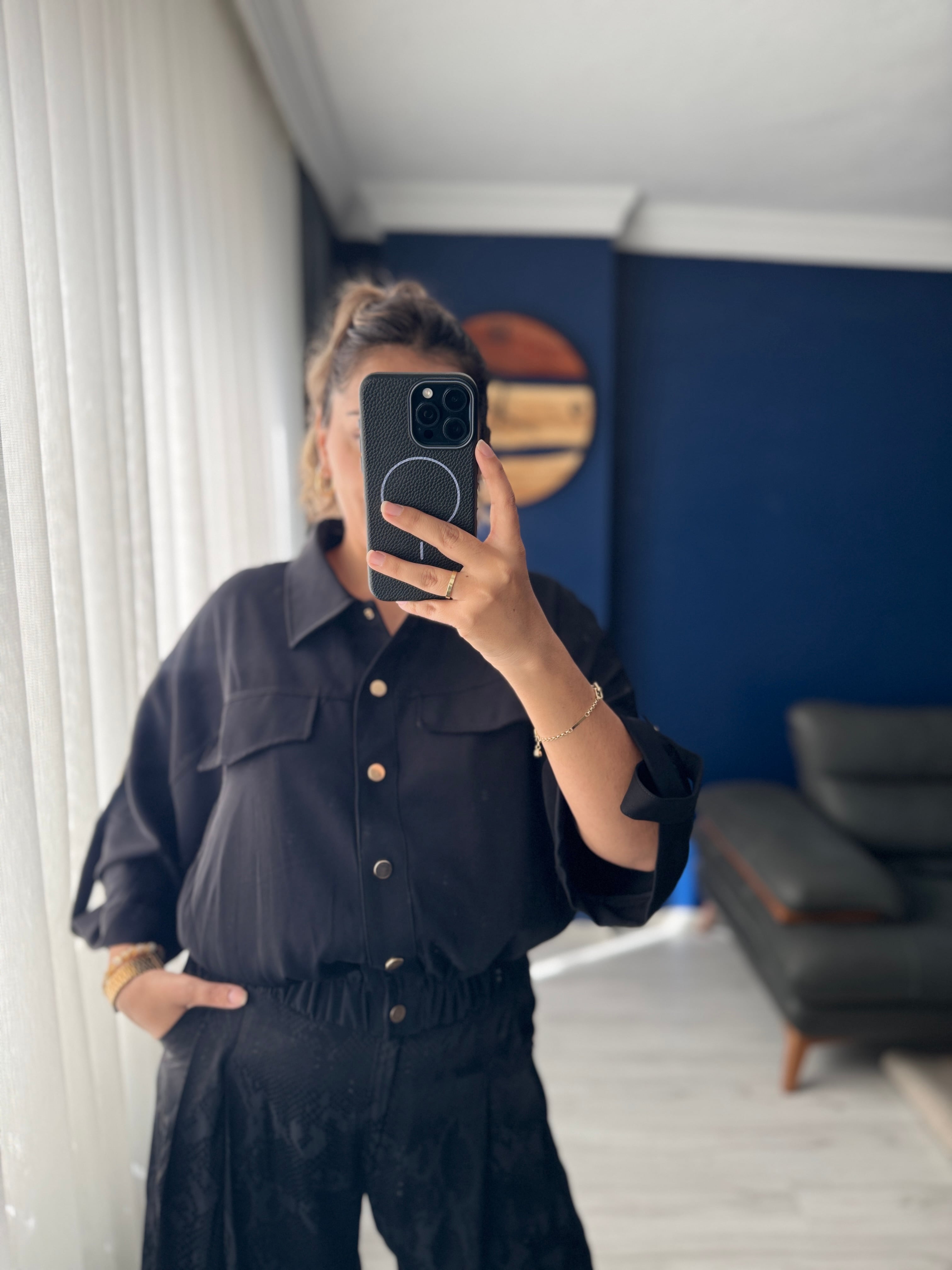 Siyah Bomber Gömlek Ceket 