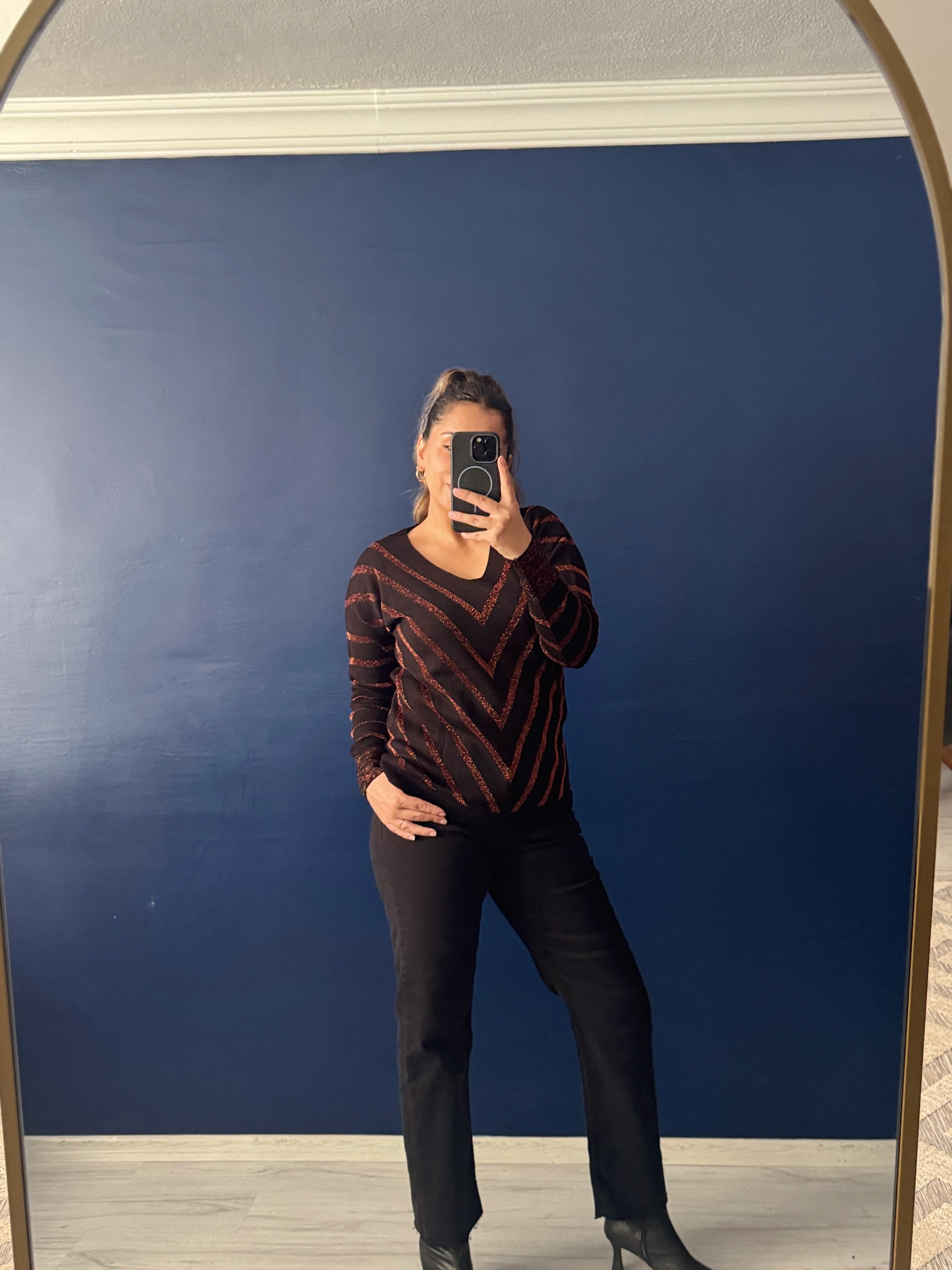 Bakır Renk Detaylı Triko