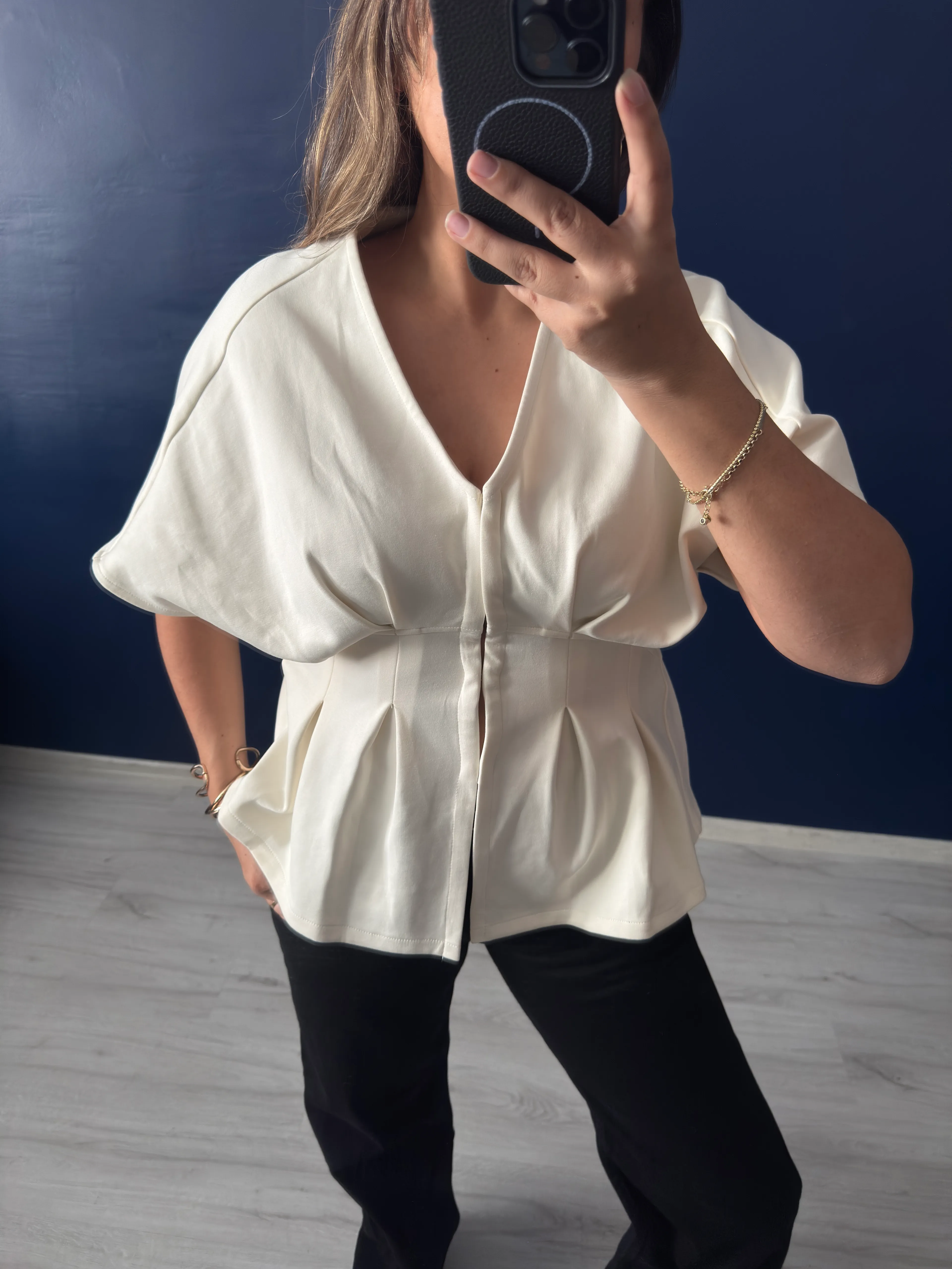 Korsajlı Agraf Kapama İthal Bluz 