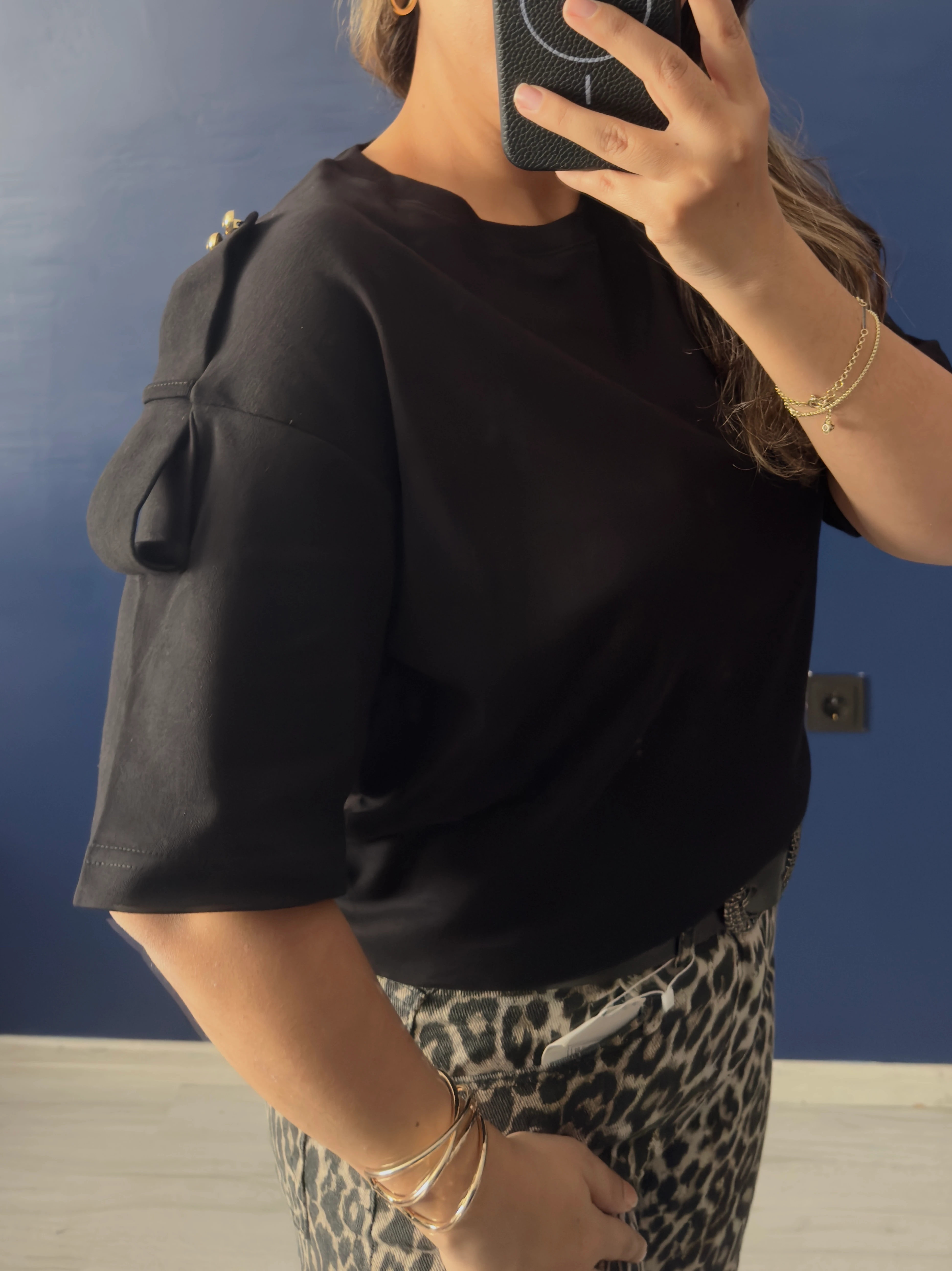 Gold Düğme Apoletli basic Tshırt