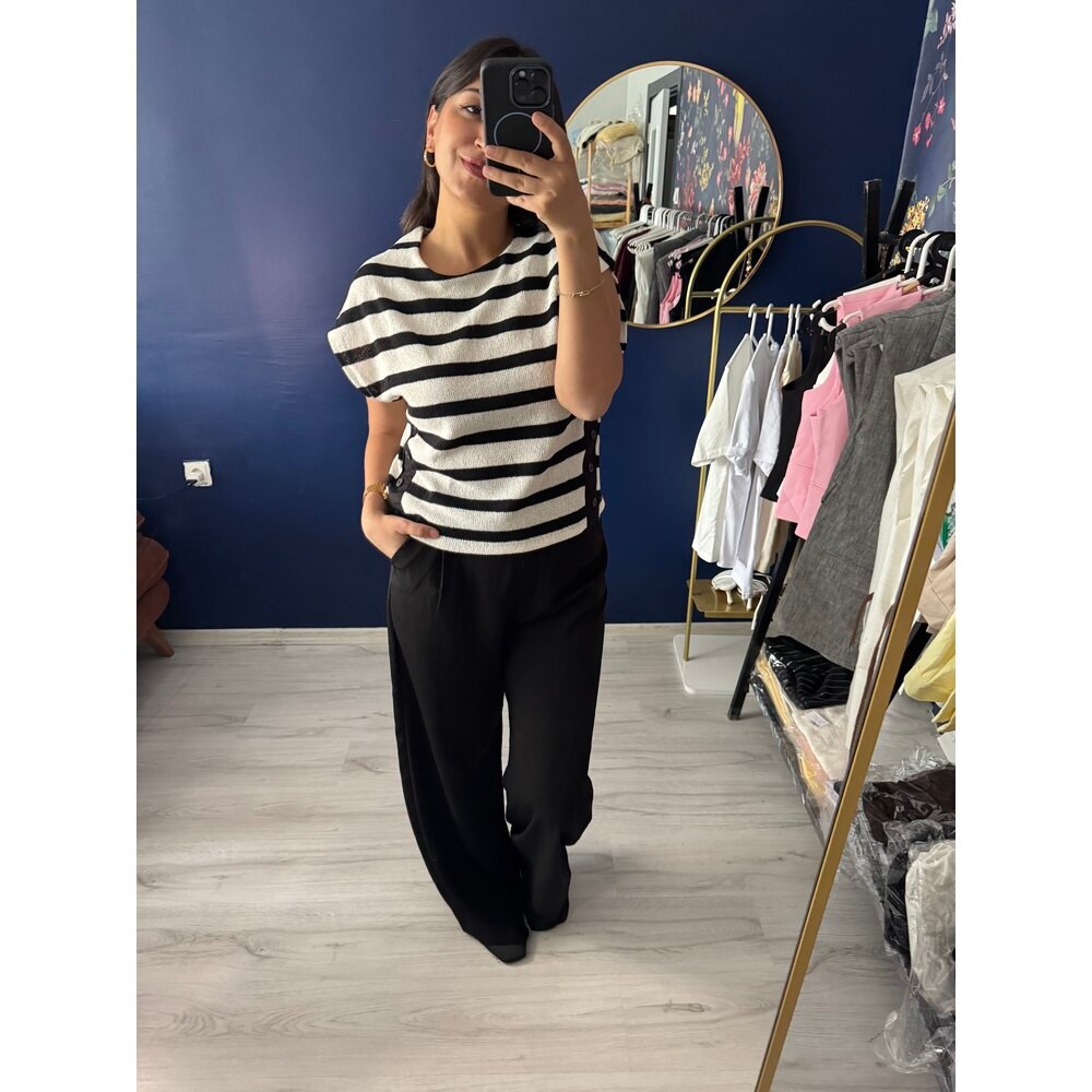 Çizgili triko şık bluz