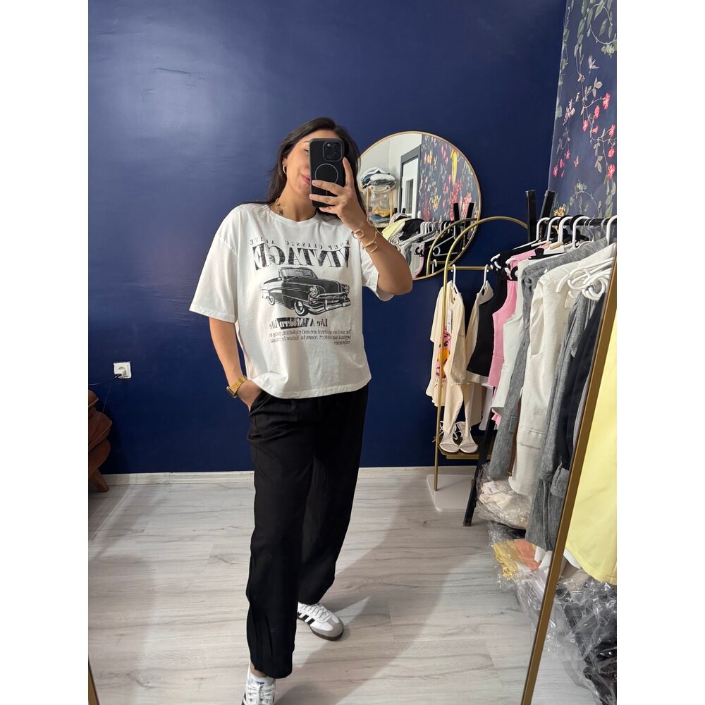 Araba baskılı tshirt