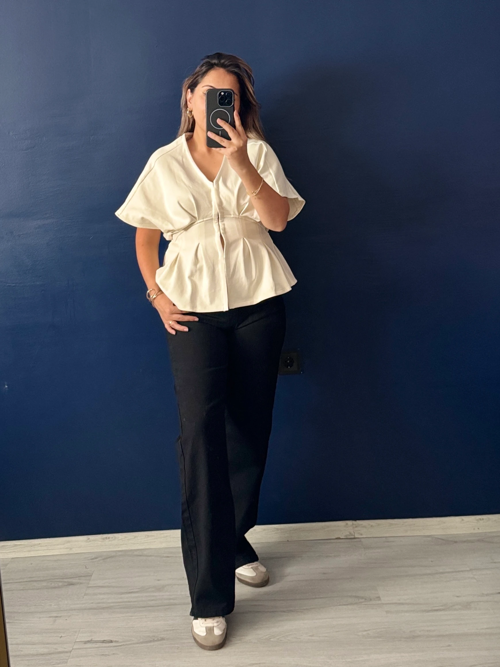 Korsajlı Agraf Kapama İthal Bluz 