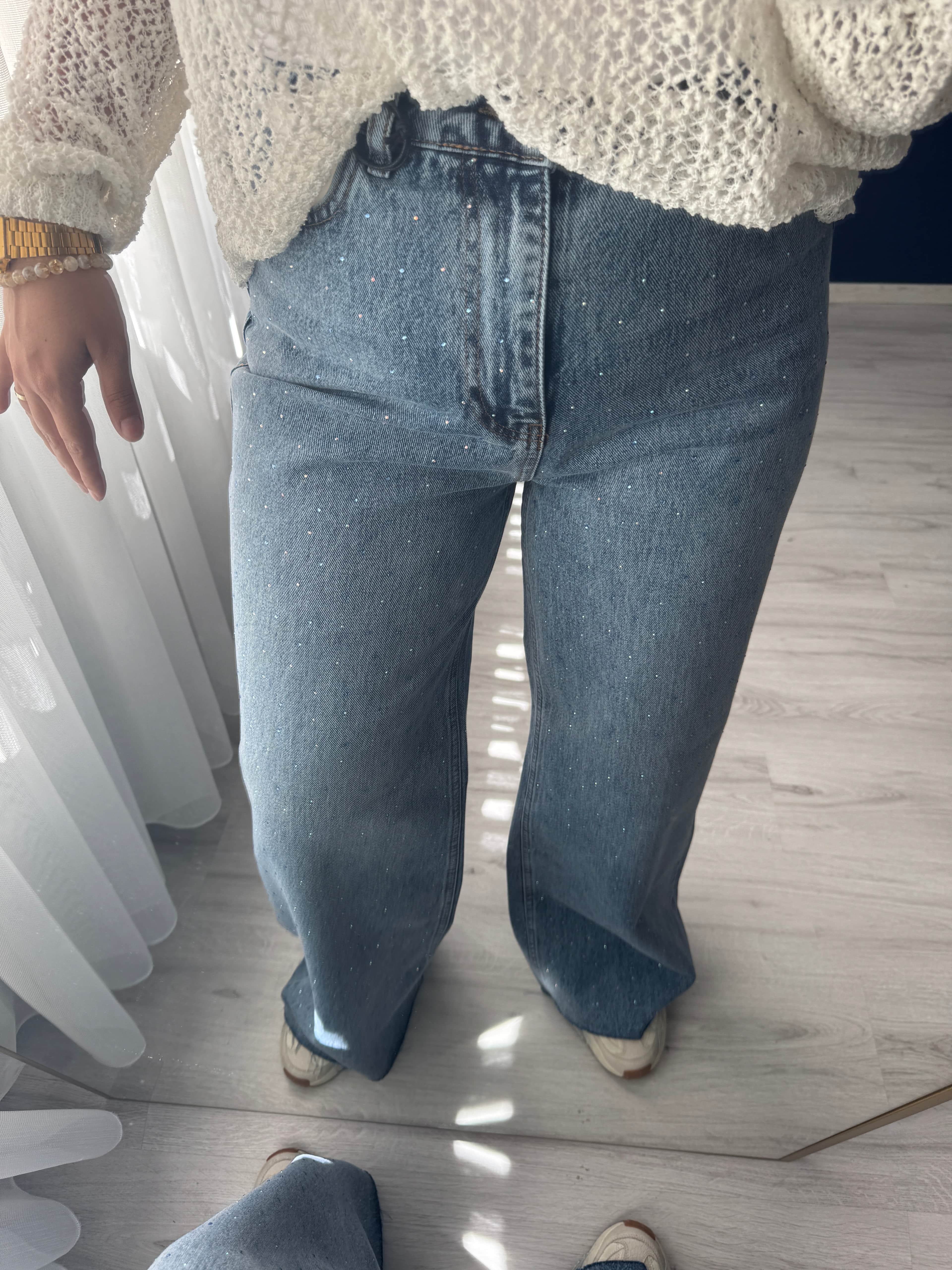 Serpme taşlı Jean