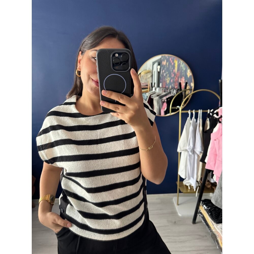 Çizgili triko şık bluz