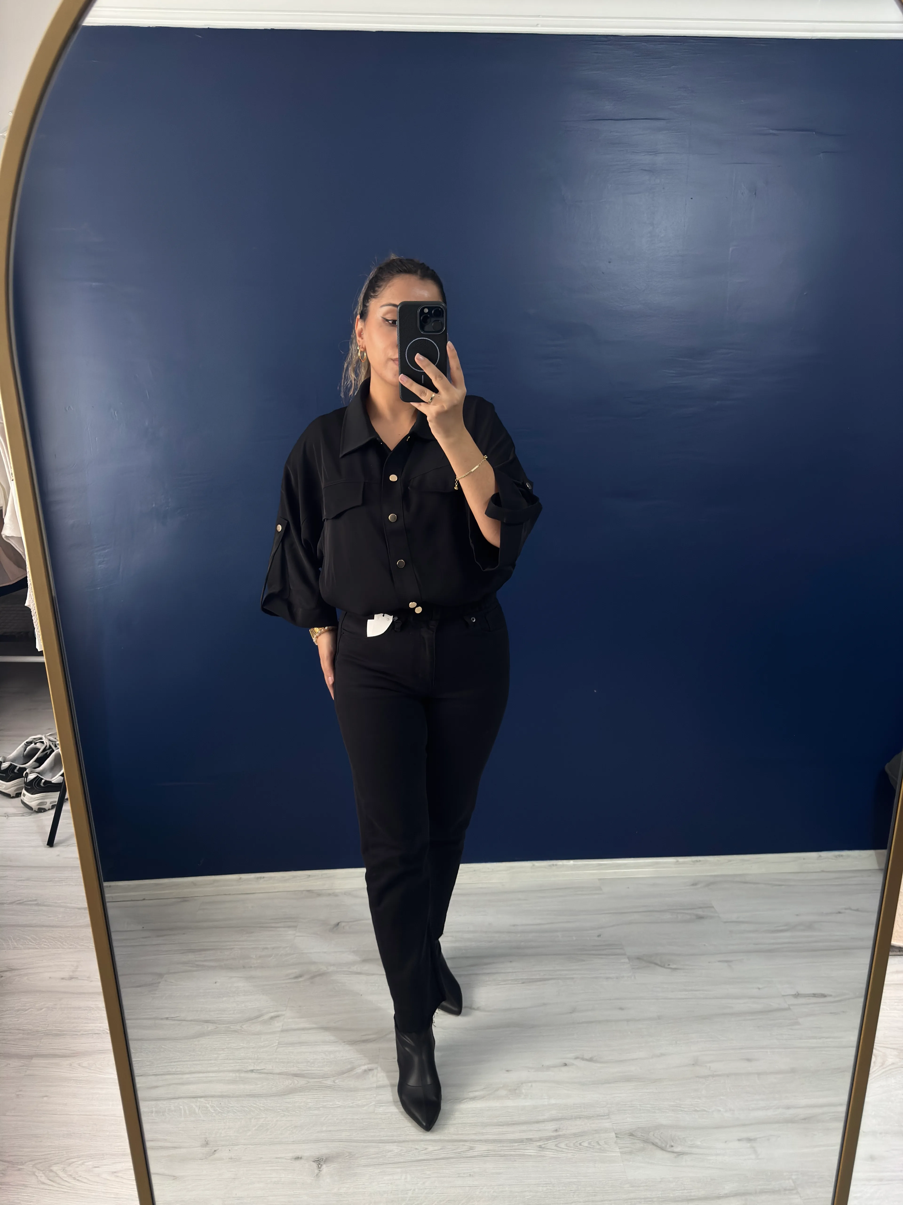 Siyah Bomber Gömlek Ceket 