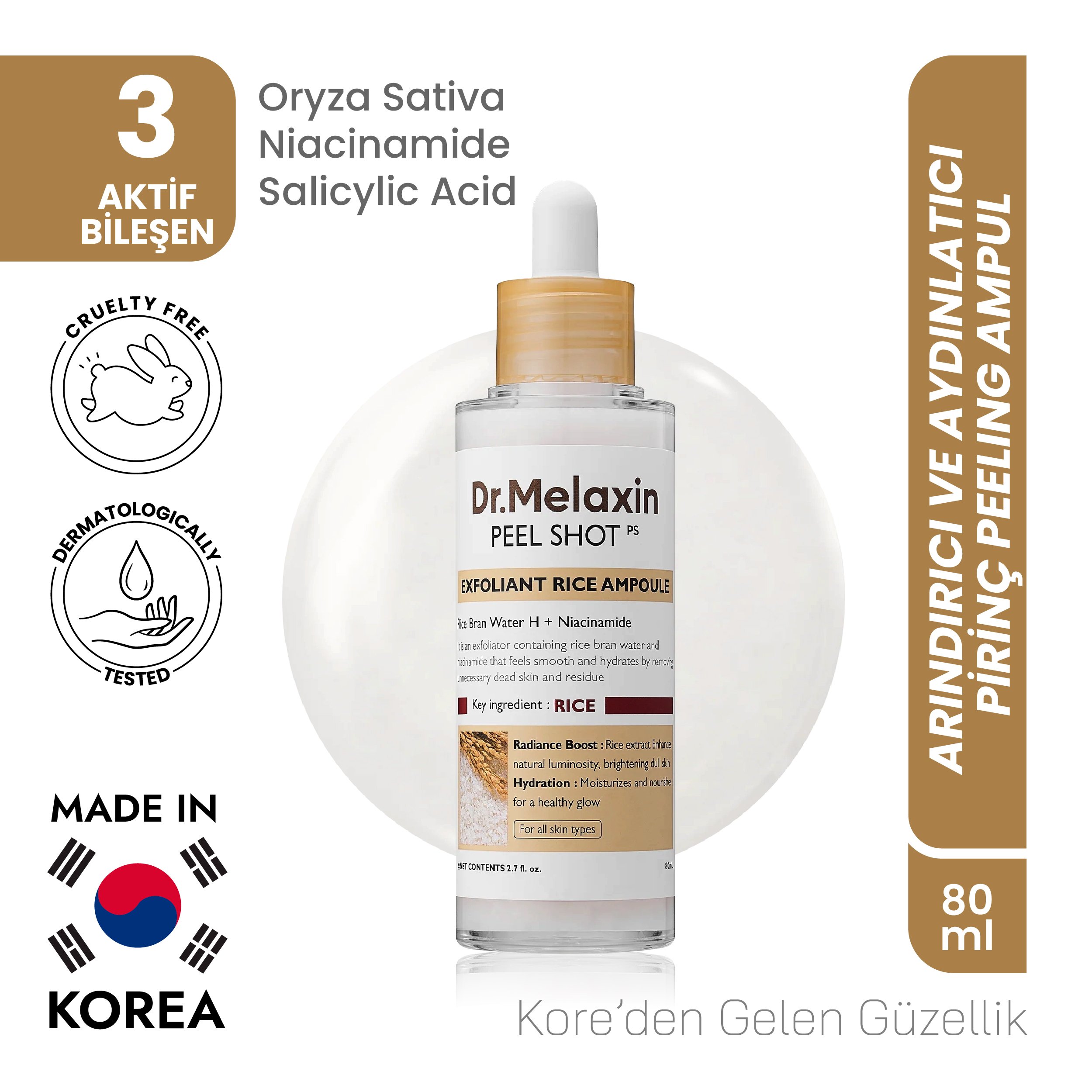 Peel Shot Arındırıcı Ve Aydınlatıcı Pirinç Peeling Ampül 80ml