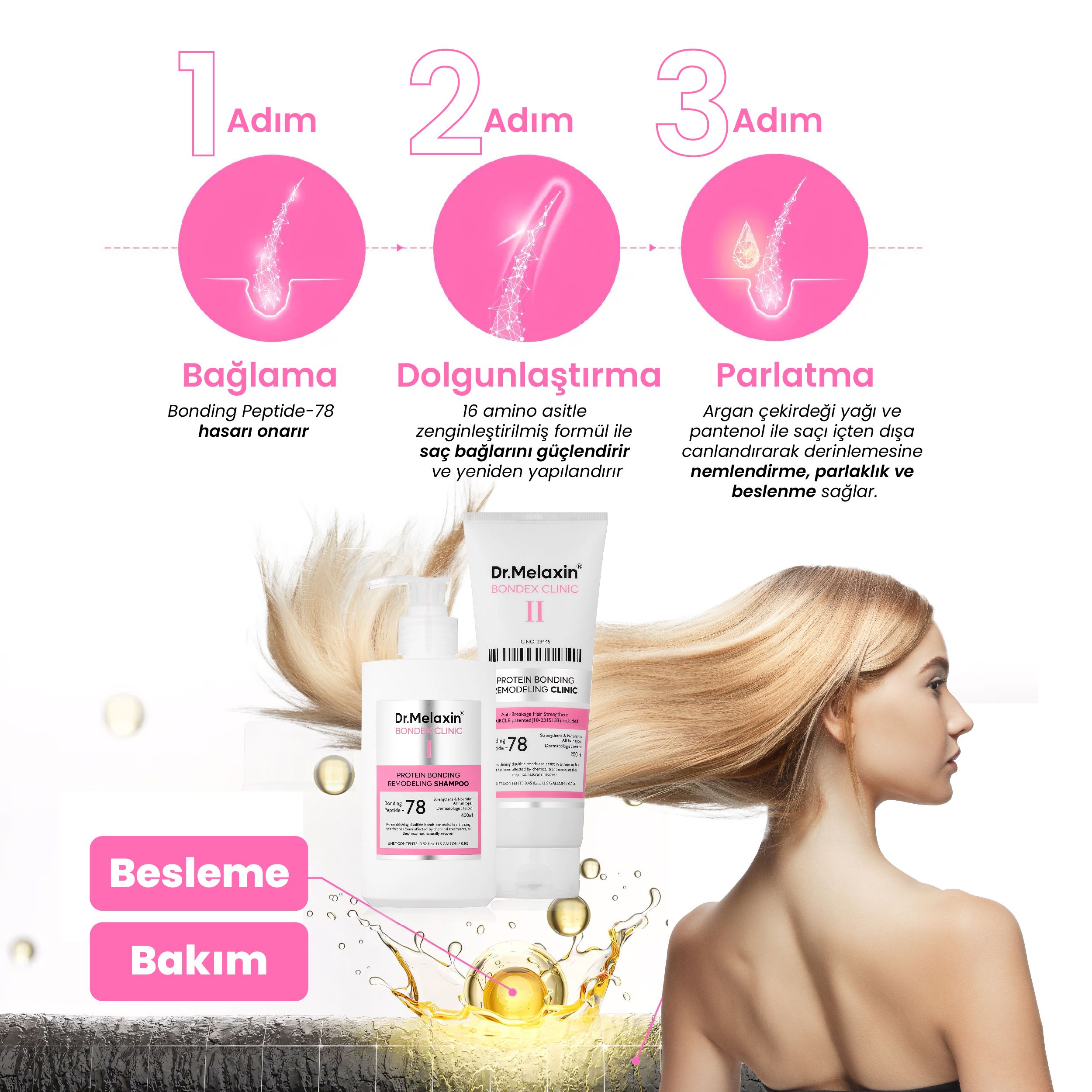 Bondex Proteinli Onarıcı Saç Bakım Seti