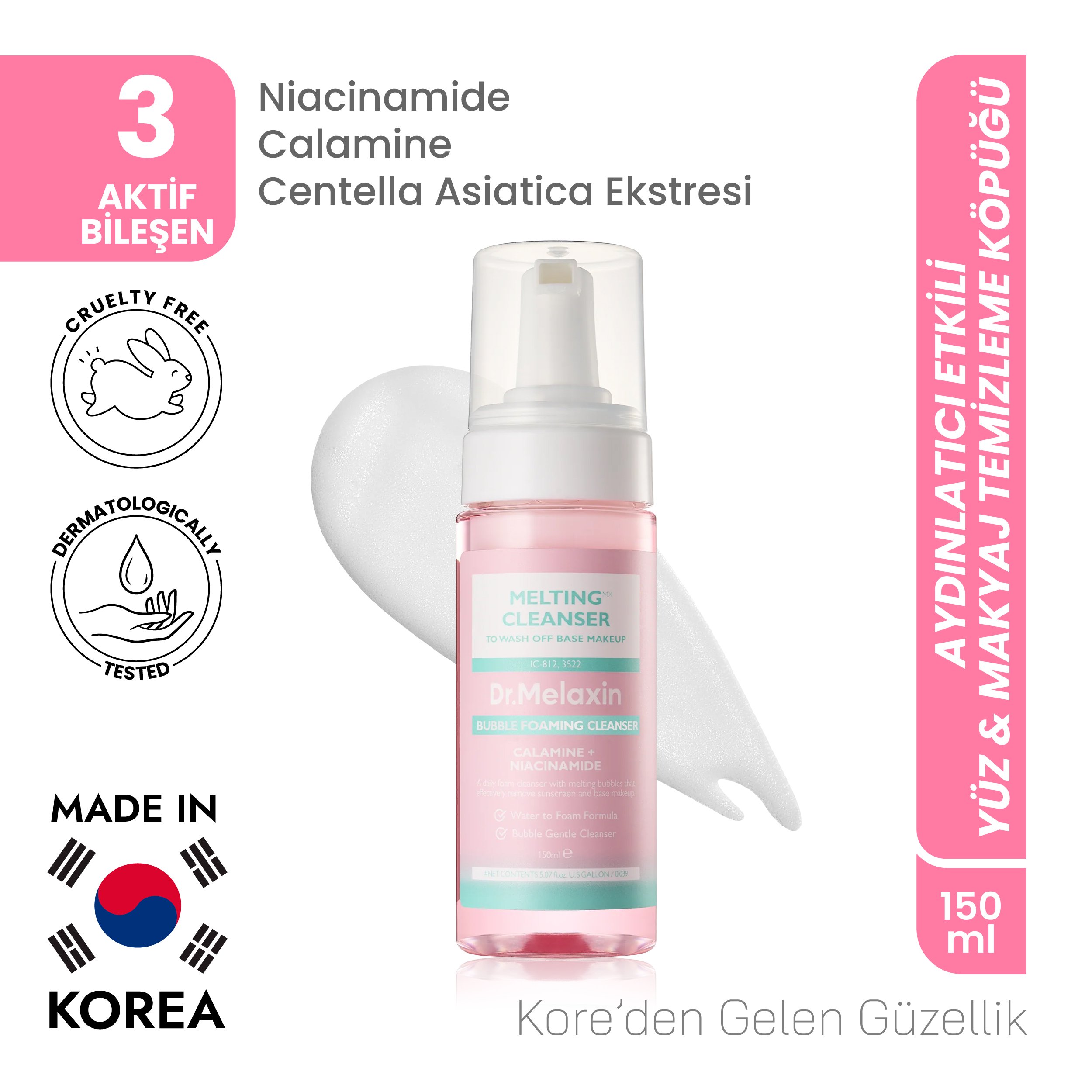 Aydınlatıcı Etkili Yüz & Makyaj Temizleme Köpüğü 150ml (Cosmoprof Awards 2025 Ödüllü)