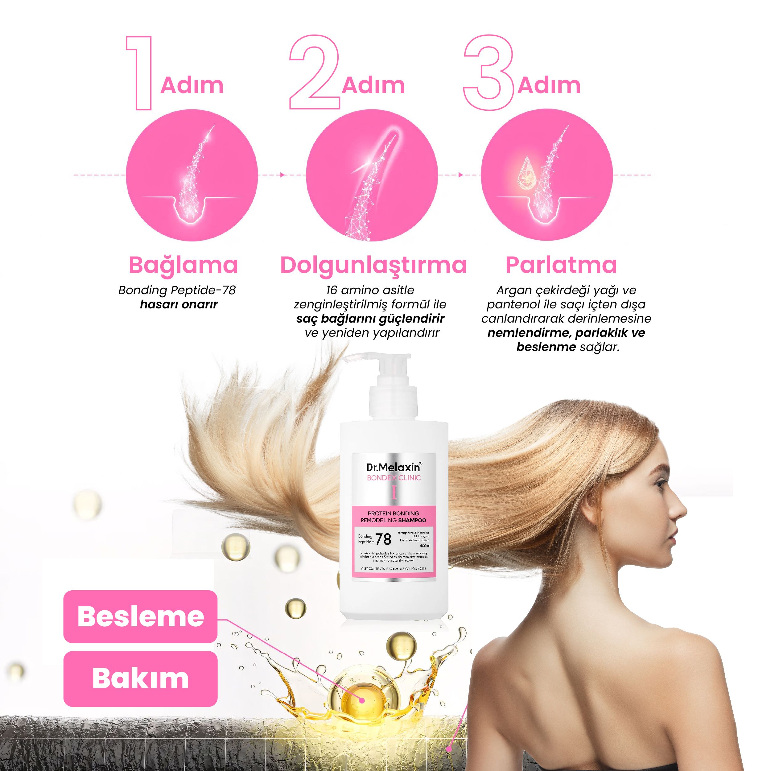 Bondex Proteinli Onarıcı Saç Bakım Şampuanı 400ml