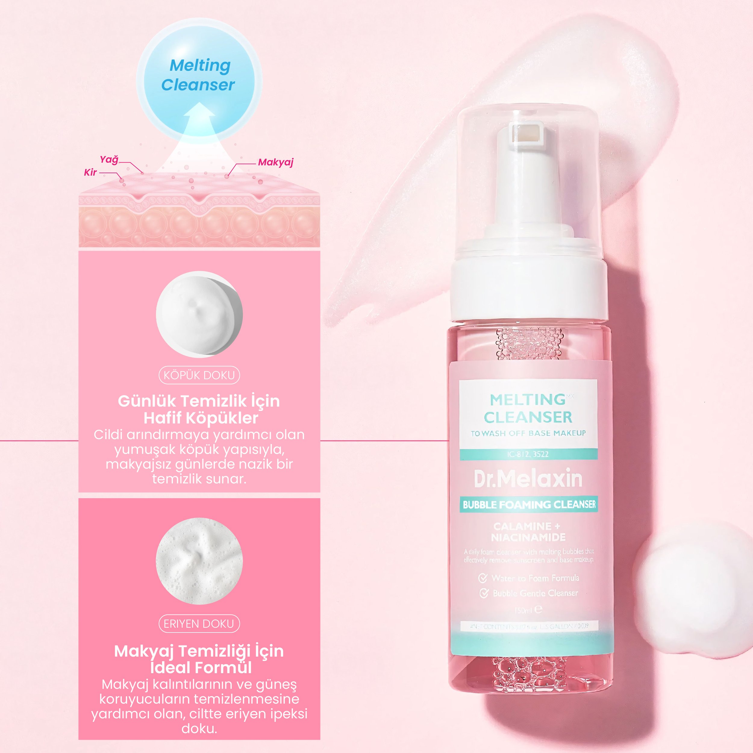 Aydınlatıcı Etkili Yüz & Makyaj Temizleme Köpüğü 150ml (Cosmoprof Awards 2025 Ödüllü)
