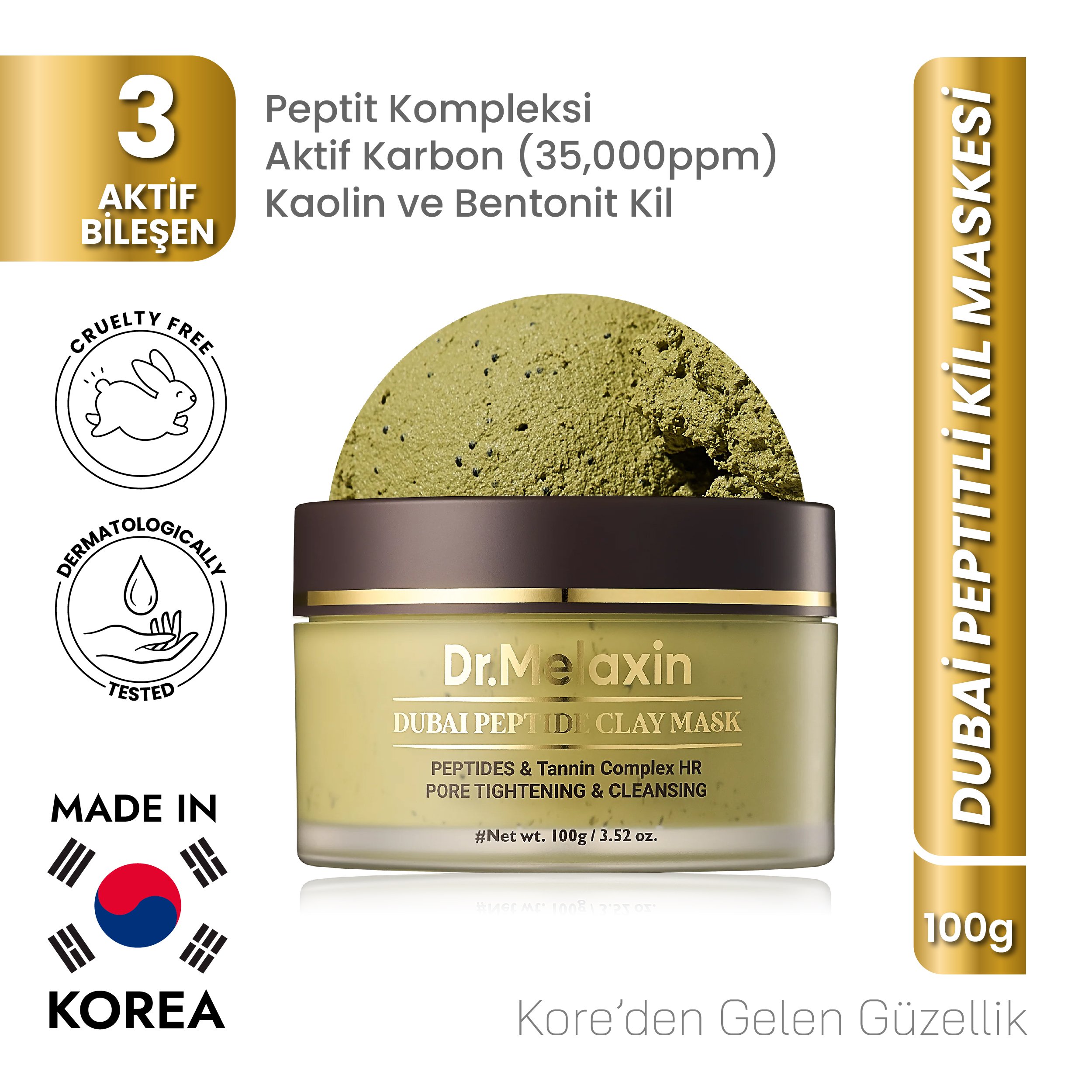 Dubai Peptitli Renk Değiştiren Kil Maskesi 100g