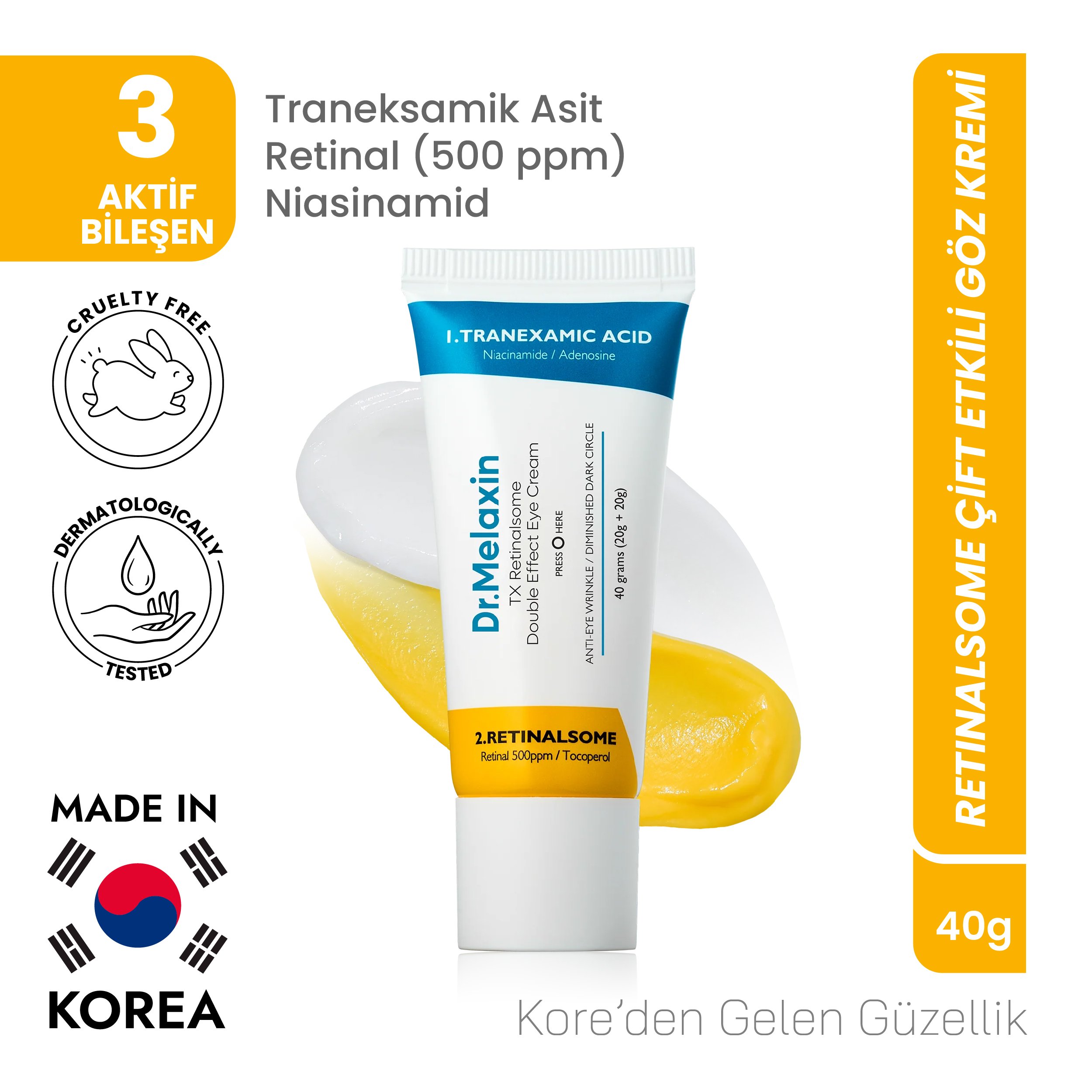 TX Retinalsome Çift Etkili Göz Kremi - Kırışıklık ve Morluk Karşıtı Aydınlatıcı Bakım 40gr