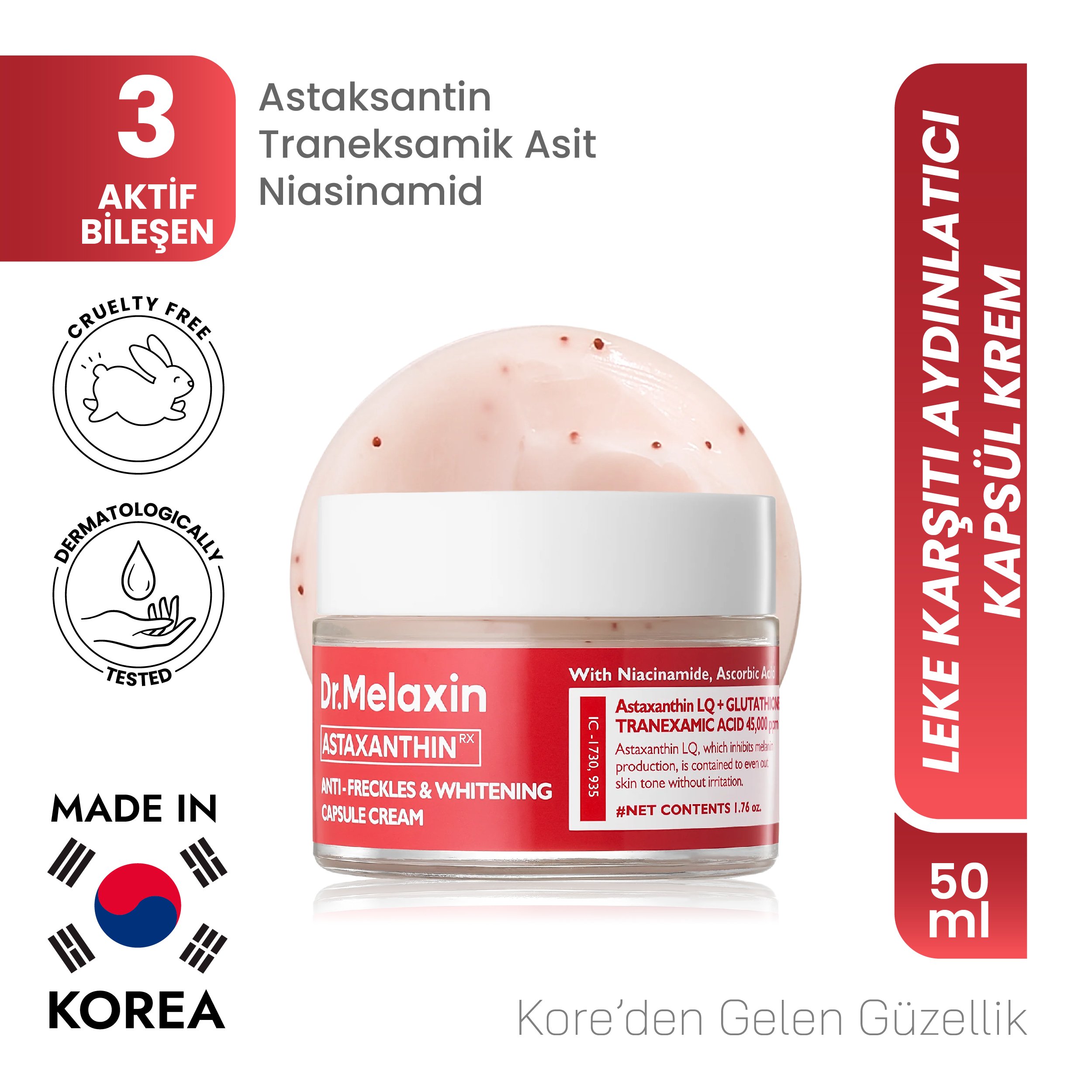 Astaxanthin Leke Karşıtı Aydınlatıcı Kapsül Krem 50ml