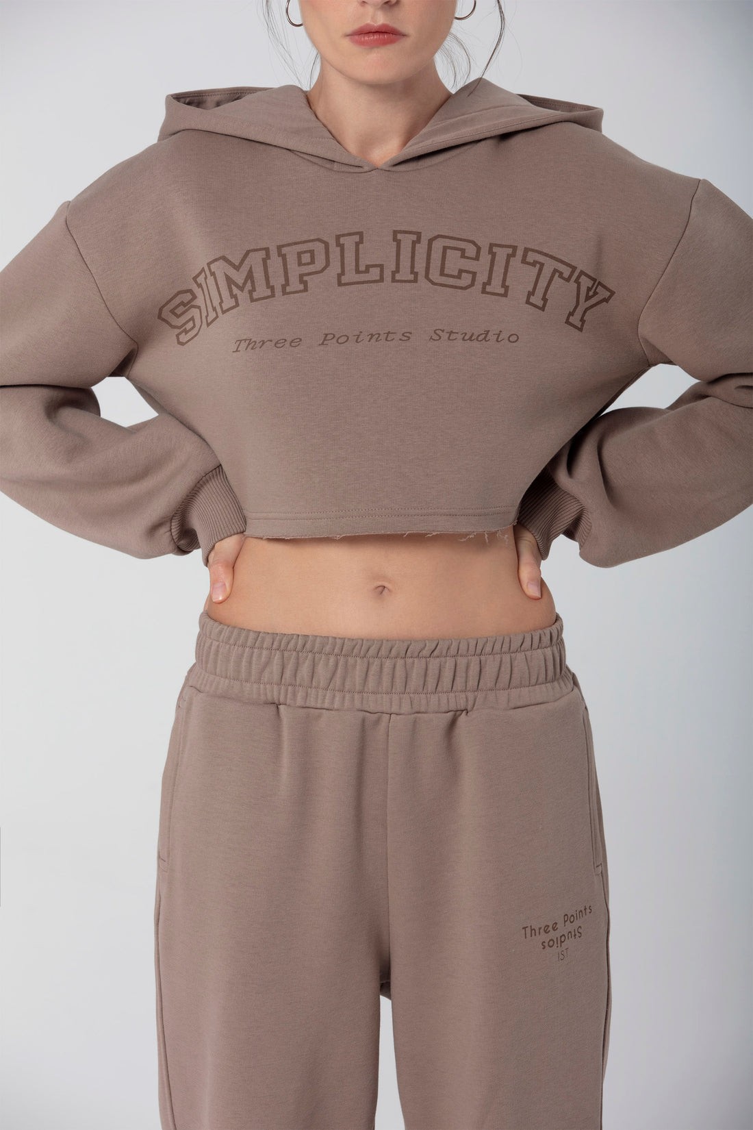 Kahverengi Simplicity Crop Sweatshirt