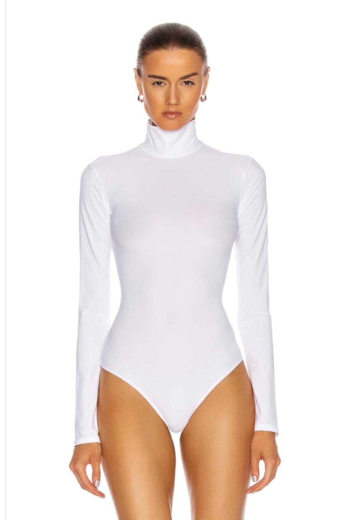 Kadın Balıkçı Yaka Ipek Jarse Bodysuit