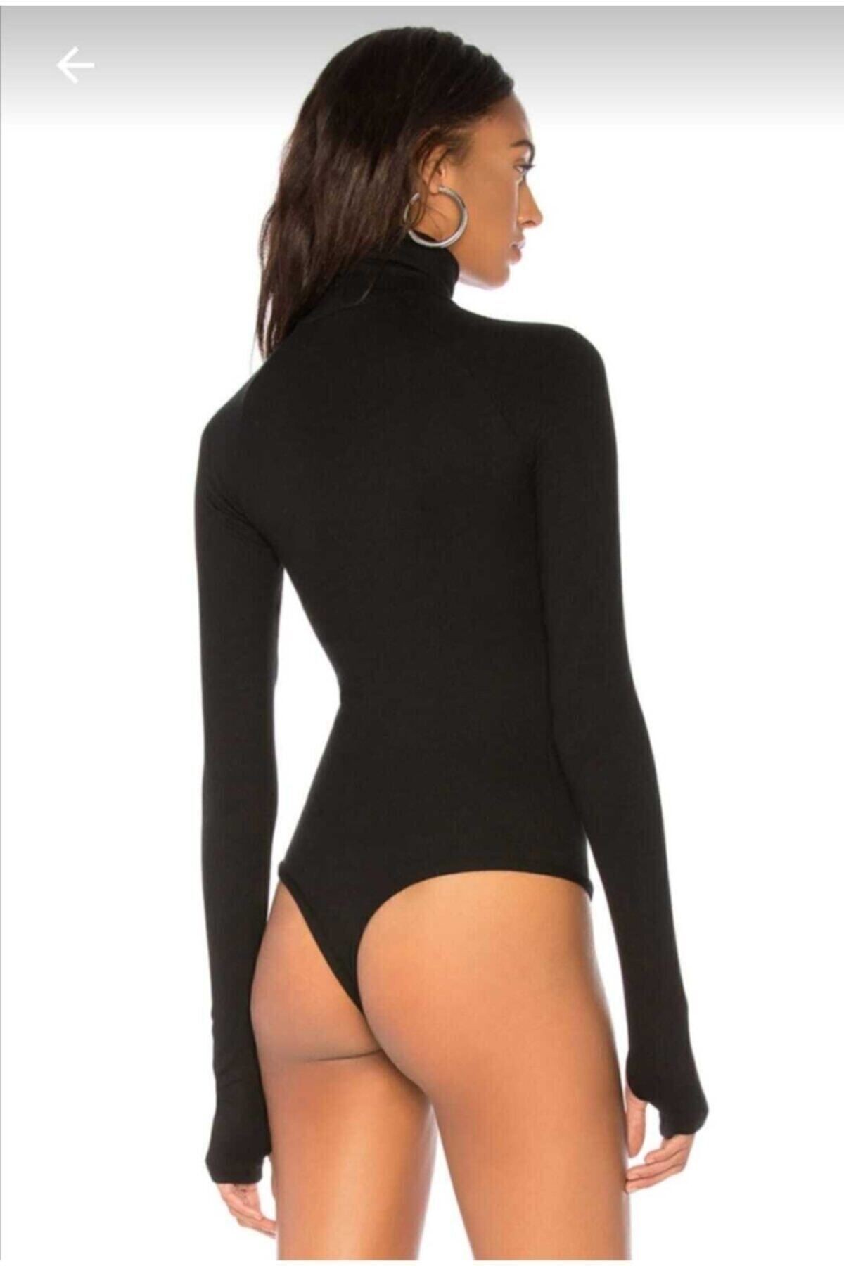 Bss Kadın Parmak Geçmeli Nargis Balıkçı Yaka Ipek Jarse Bodysuit