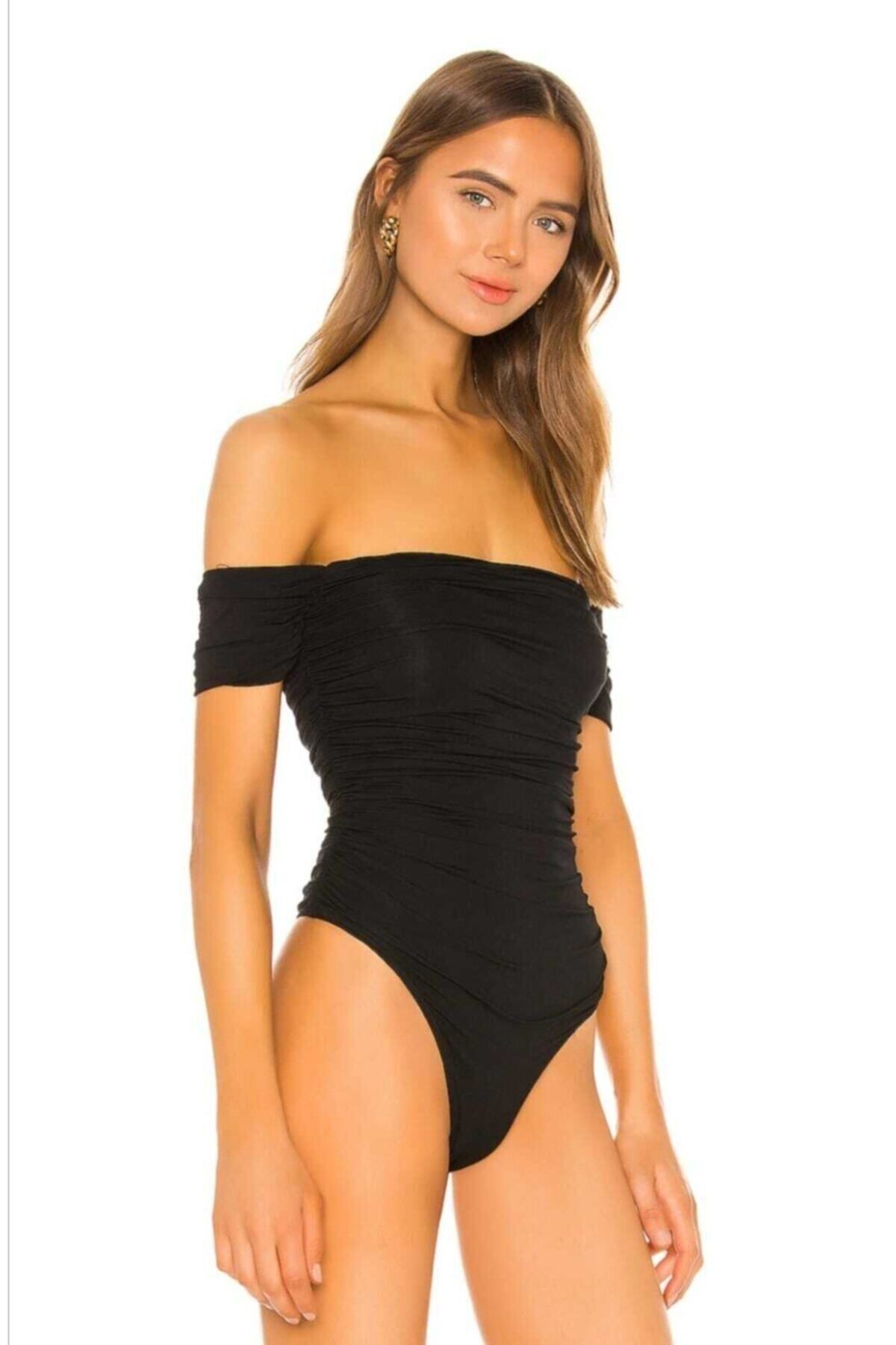 Bss Kadın Straplez Kesim Büzgülü Bodysuit