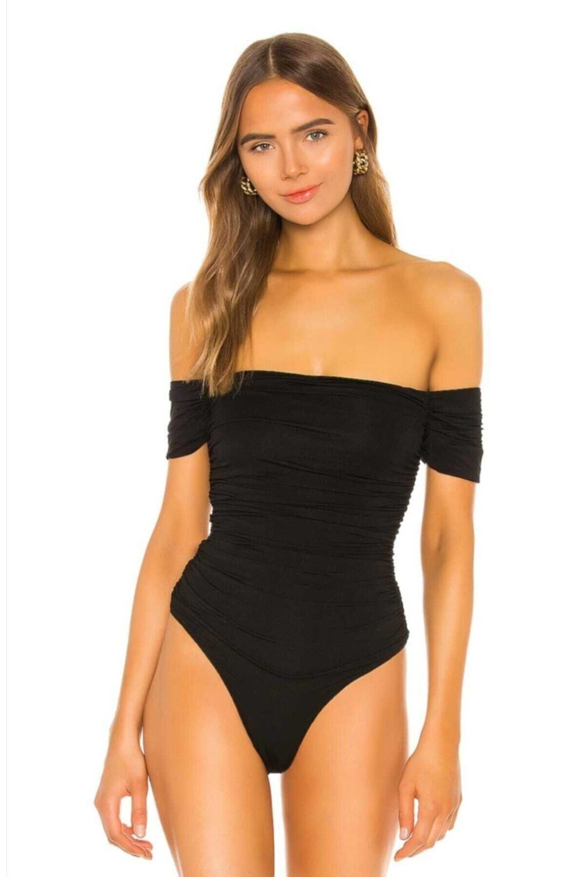 Bss Kadın Straplez Kesim Büzgülü Bodysuit