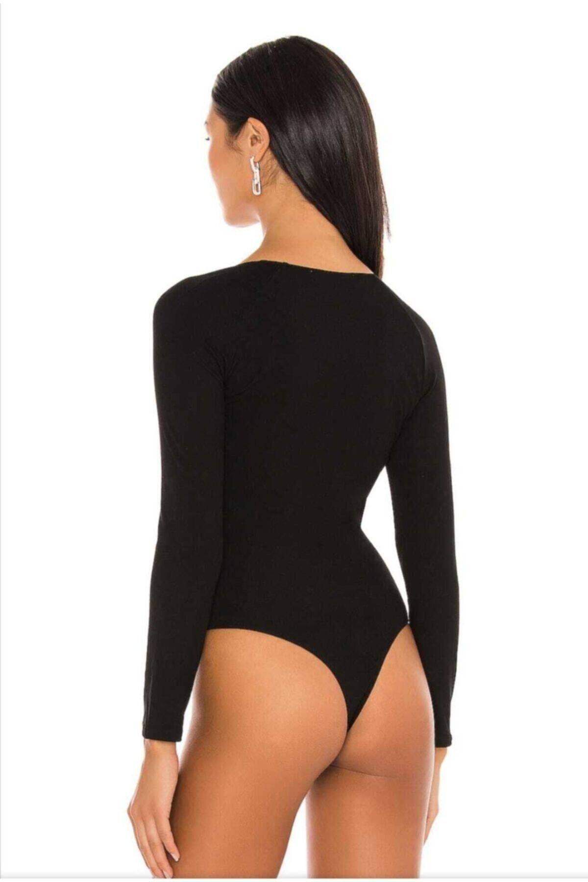 Kadın Uzun Kollu Ipek Jarse Bodysuit