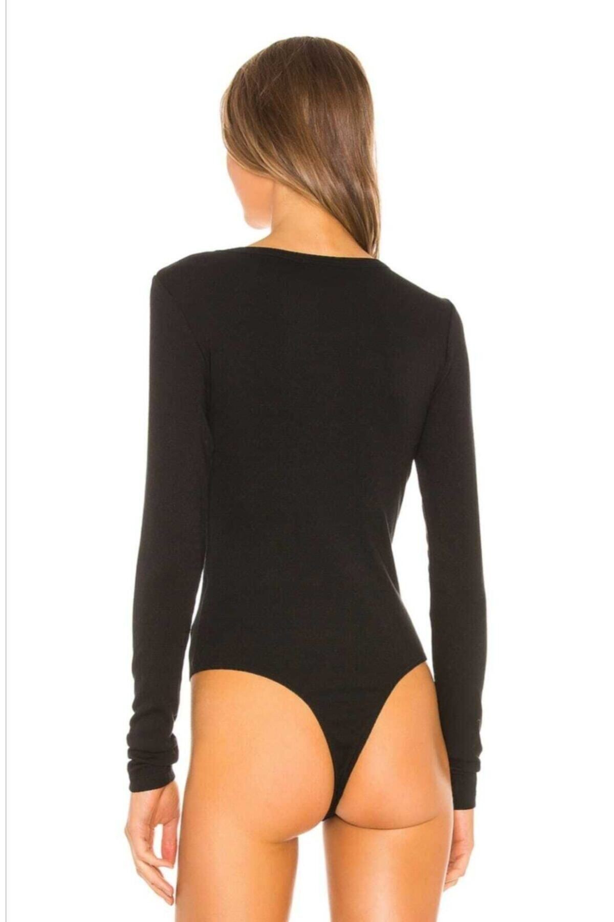 Kadın Bisiklet Yaka Ipek Jarse Bodysuit