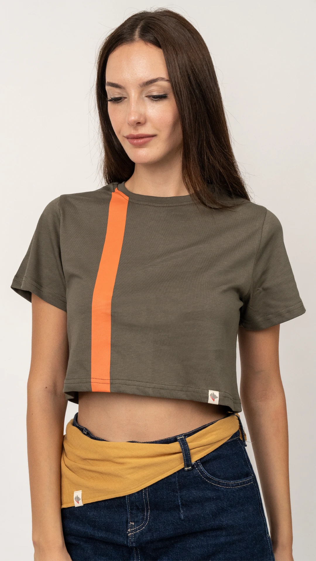 Crop Line T-Shirt Kadın image