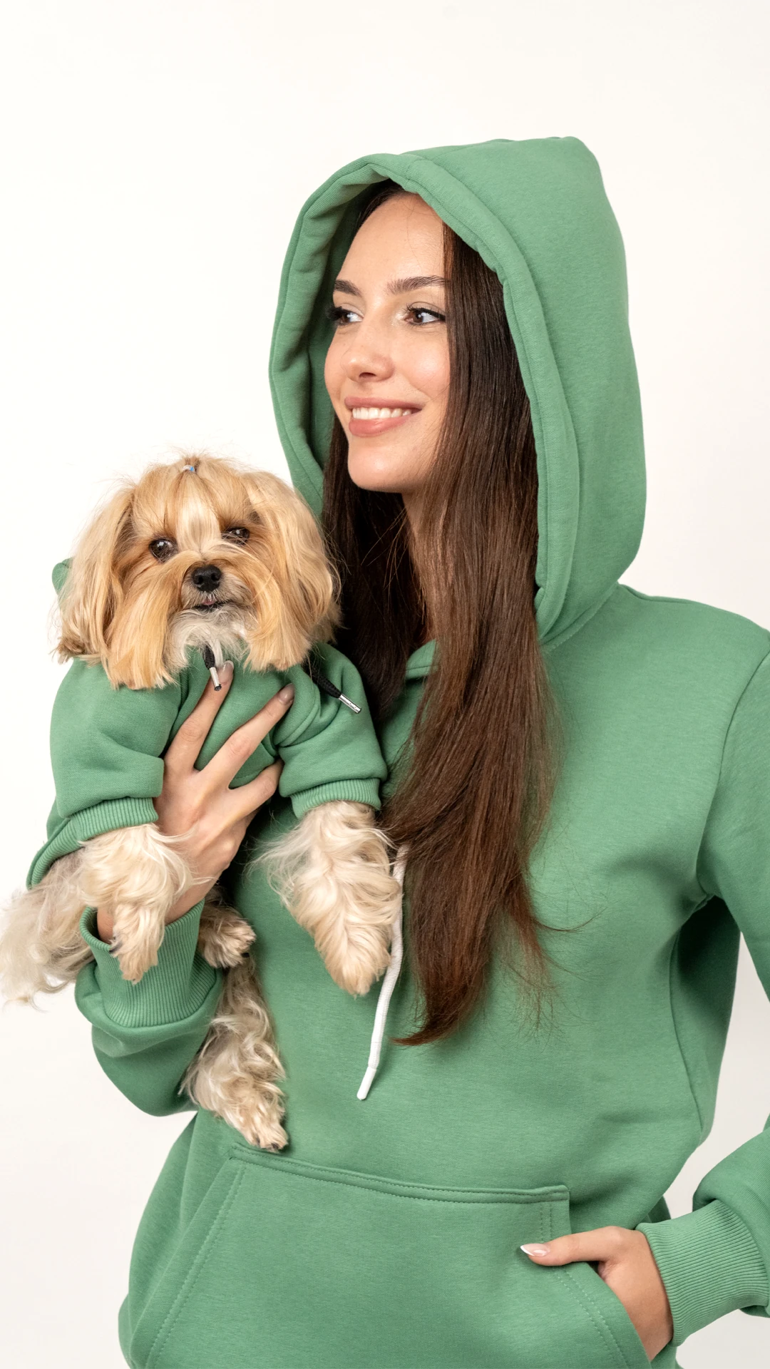 3'lü Yeşil Hoodie Kombin / Kadın-Erkek-Dost