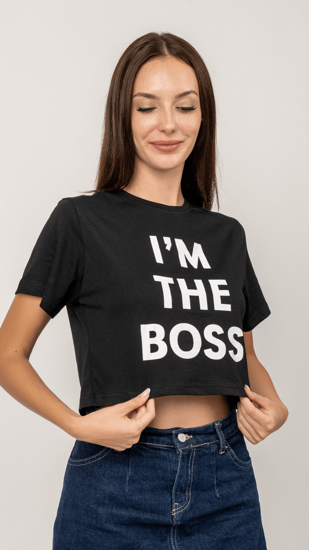 Boss Crop T-Shirt Kadın image