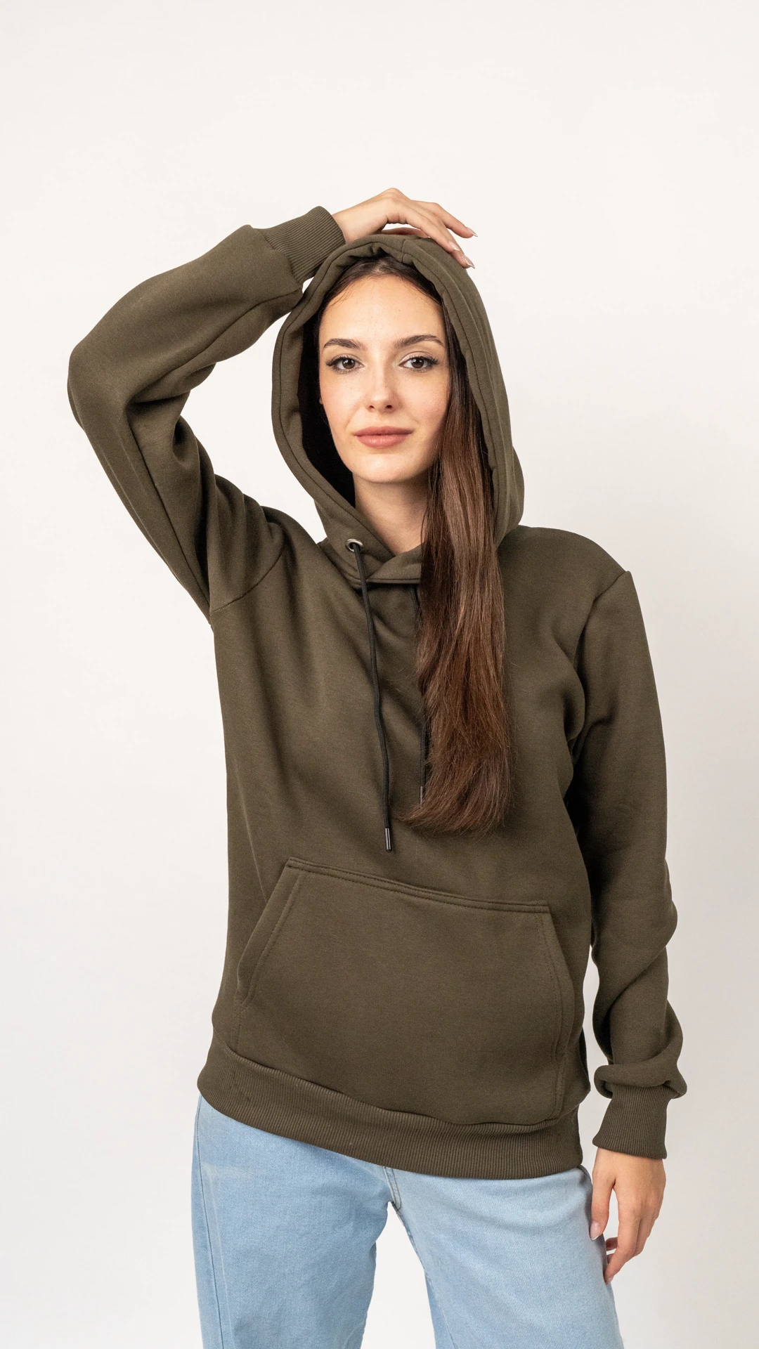 3'lü Haki Hoodie Kombin / Kadın-Erkek-Dost