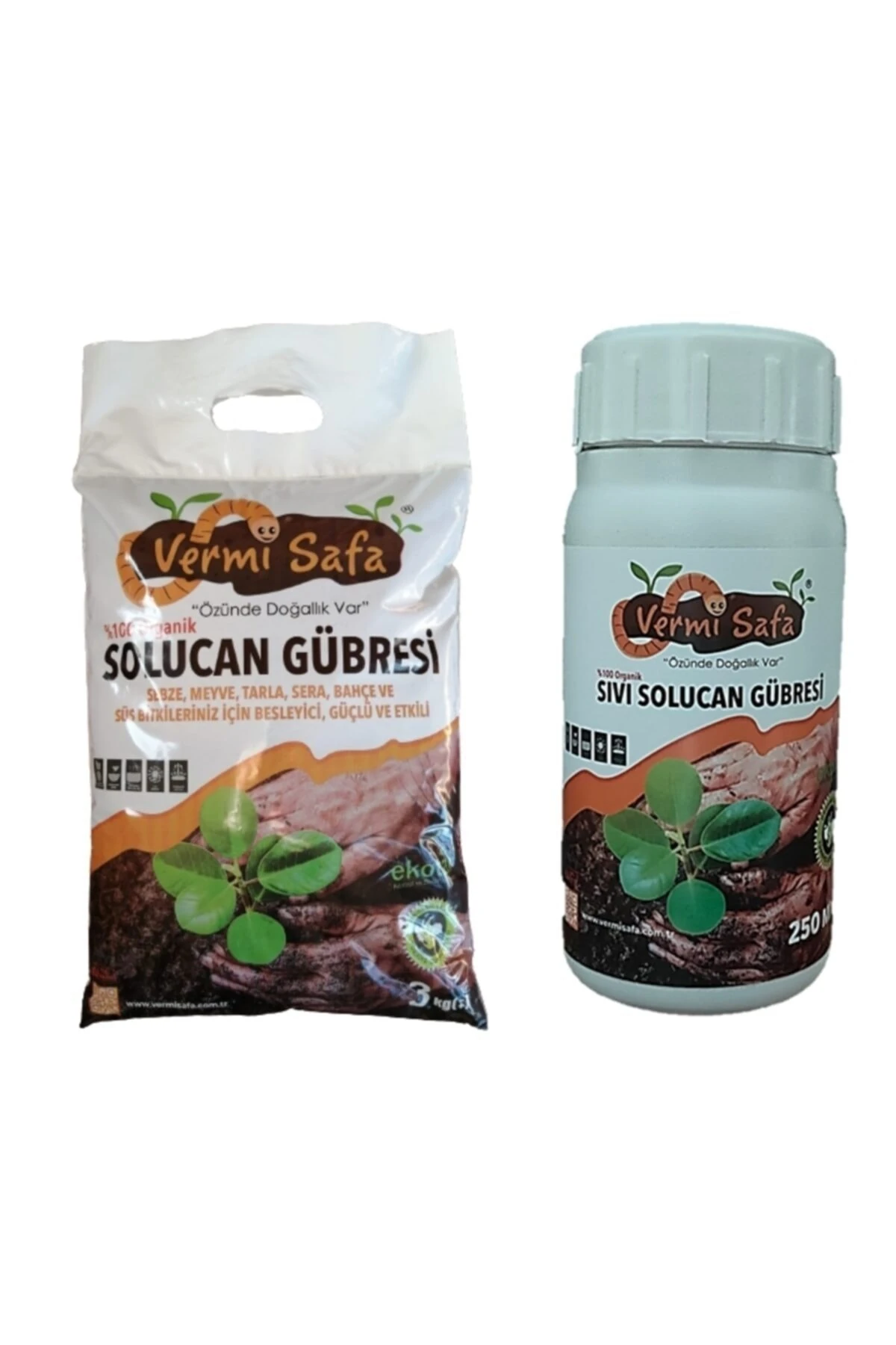 Organik Solucan Gübresi, Sebze, Meyve, Tarla, Sera, Bahçe Bitkilerinde.3kg Katı 250ml Sıvı