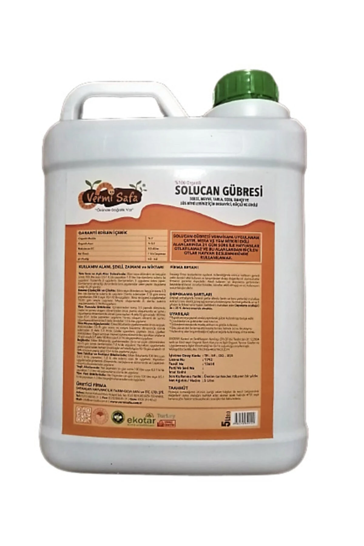 Organik Doğal Konsantre Sıvı Solucan Gübresi 5 Lt. Tüm Bitkileriniz Için Besleyici Güçlü, Etkili...